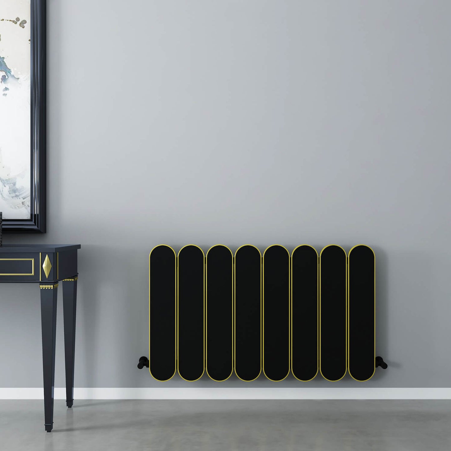 Carisa Magico Termoarredo Orizzontale in Alluminio Design Moderno Nero
