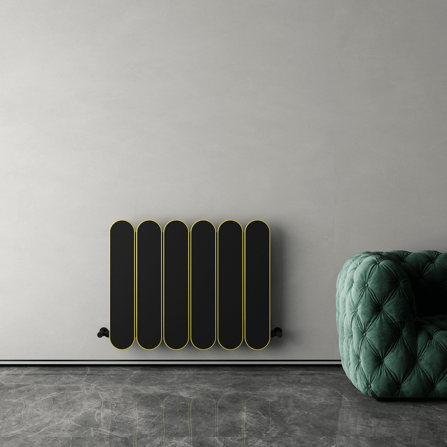 Carisa Magico Termoarredo Orizzontale in Alluminio Design Moderno Nero