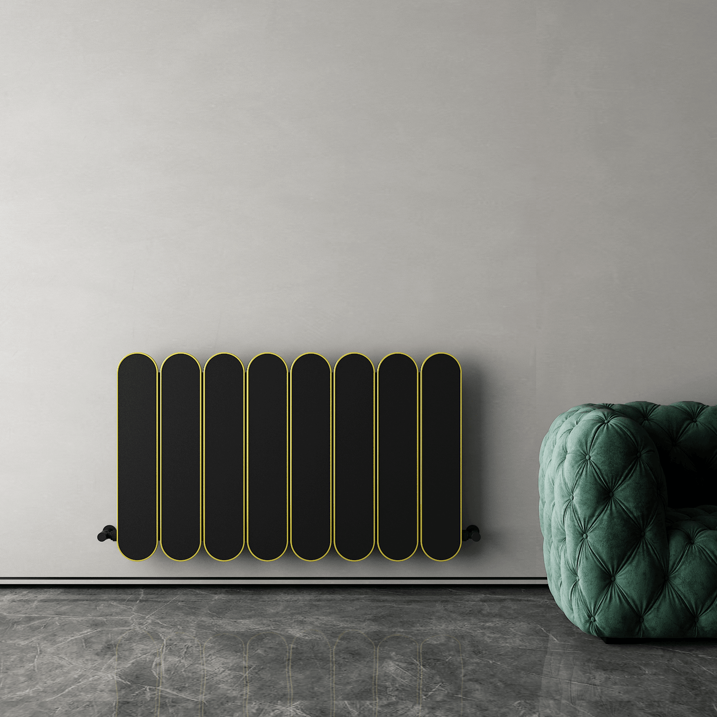 Carisa Magico Termoarredo Orizzontale in Alluminio Design Moderno Nero