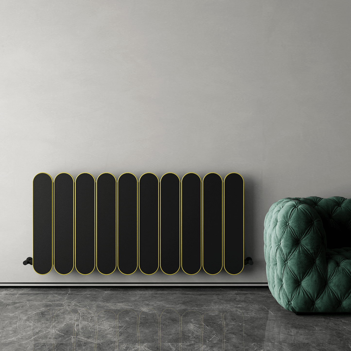 Carisa Magico Termoarredo Orizzontale in Alluminio Design Moderno Nero