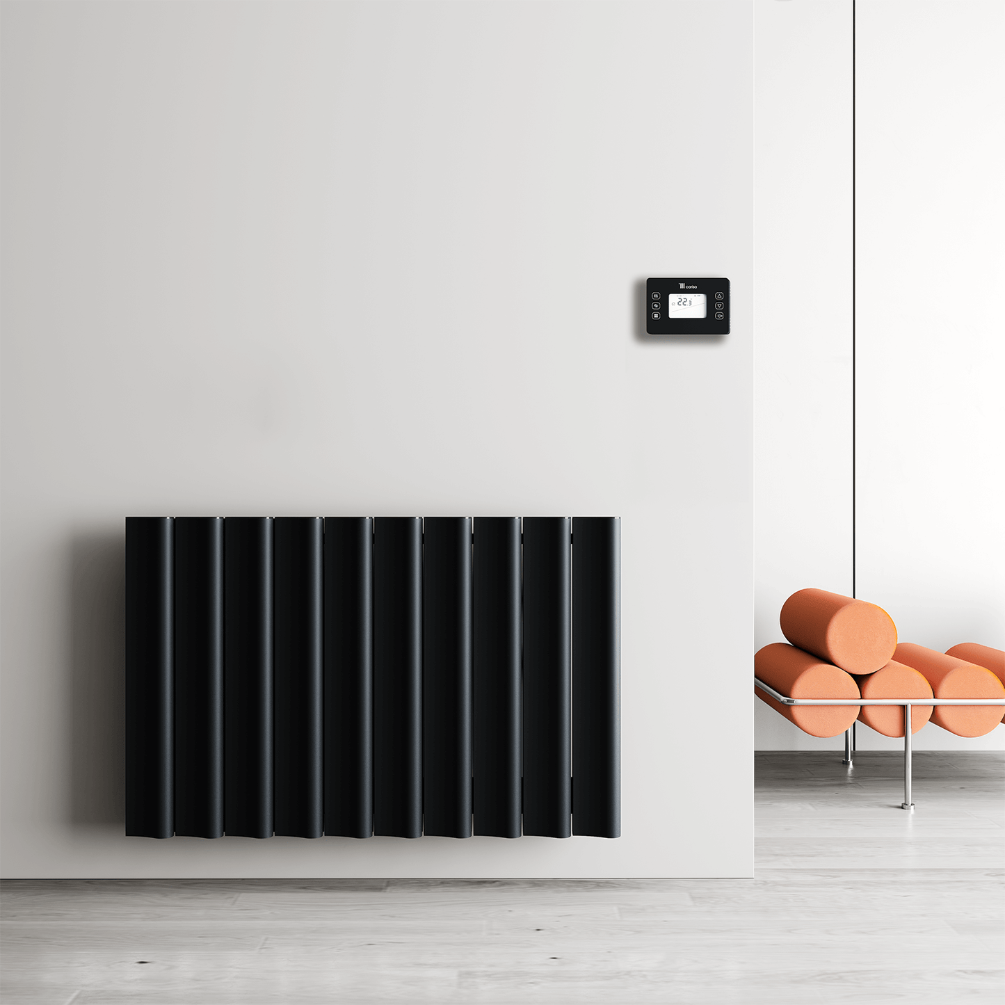 Termoarredo Elettrico Orizzontale Carisa Boreas S Design Moderno Nero