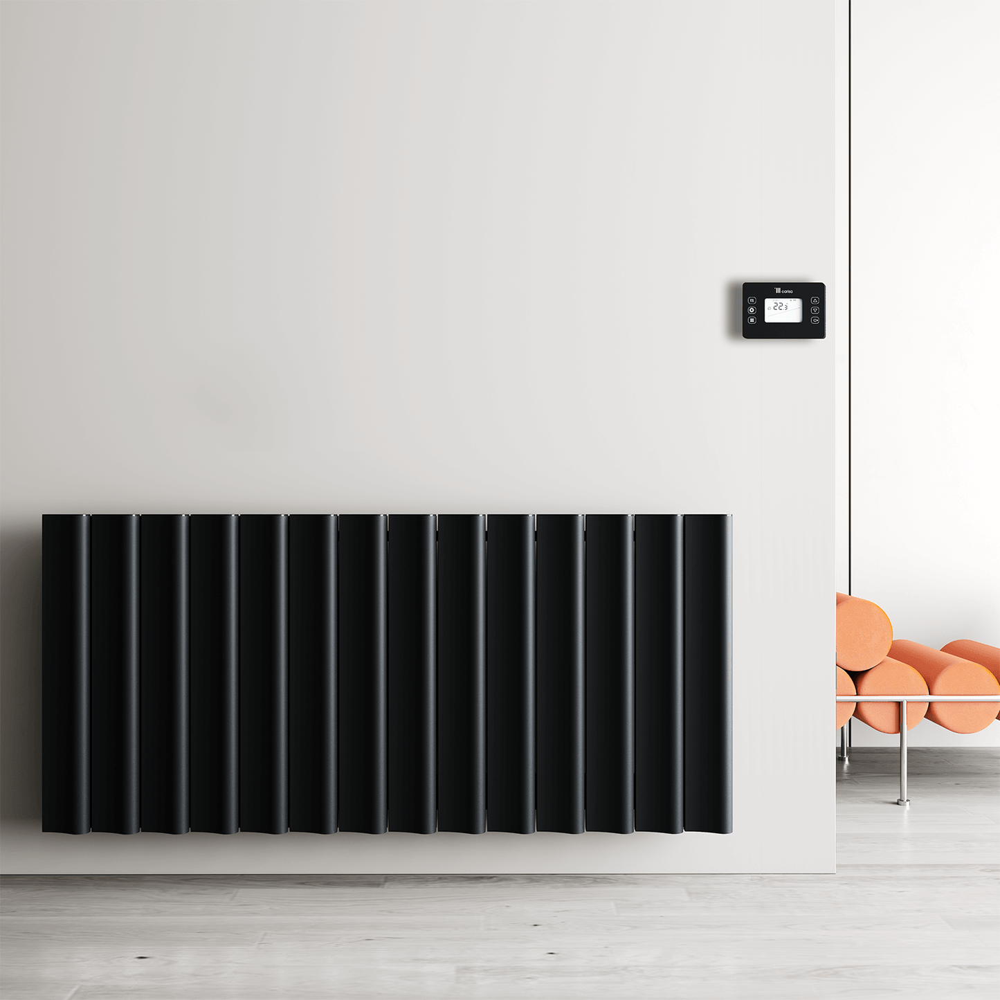 Termoarredo Elettrico Orizzontale Carisa Boreas S Design Moderno Nero