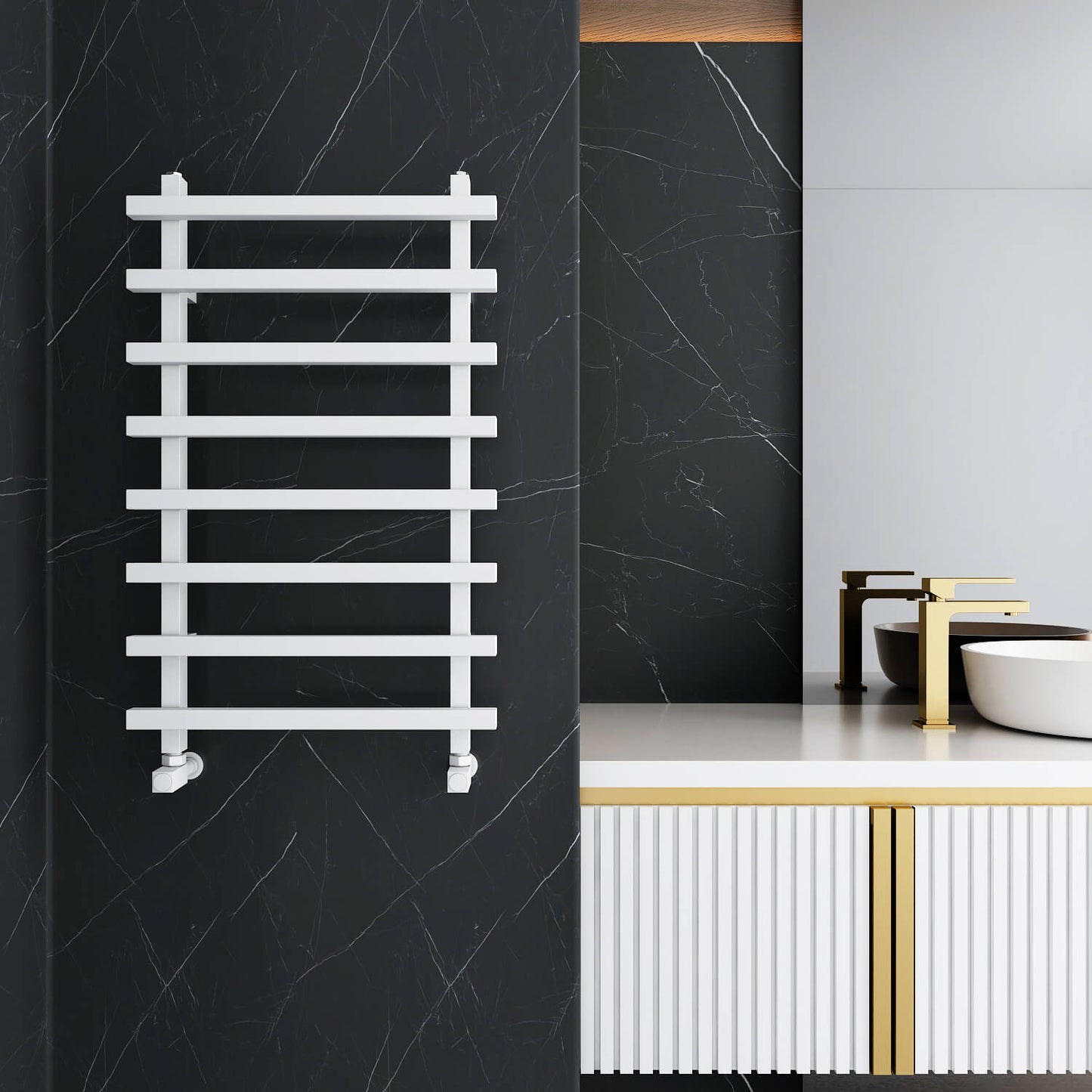 Scaldasalviette Carisa Baron L in Alluminio Design Moderno Bianco