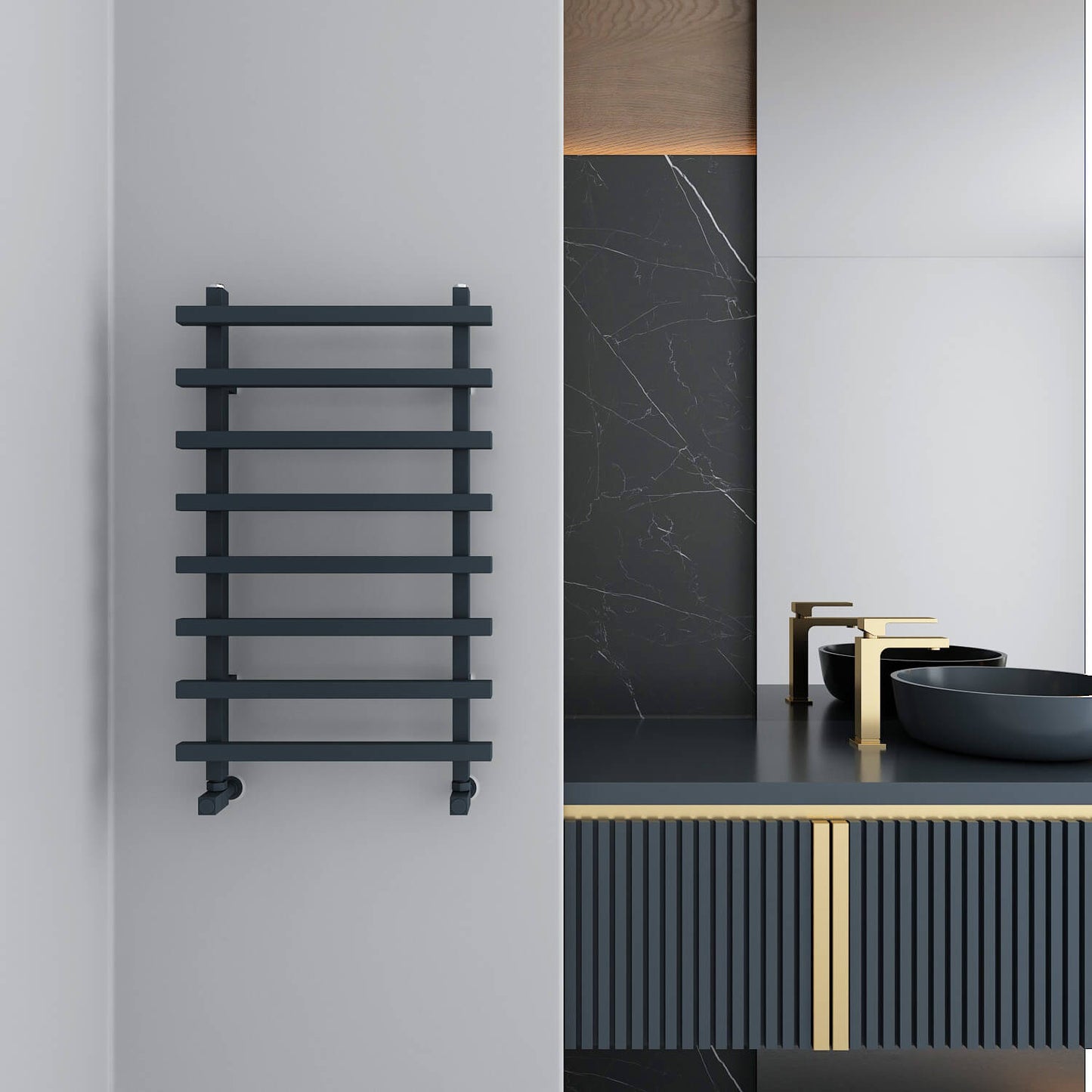 Scaldasalviette Carisa Baron L in Alluminio Design Moderno Antracite