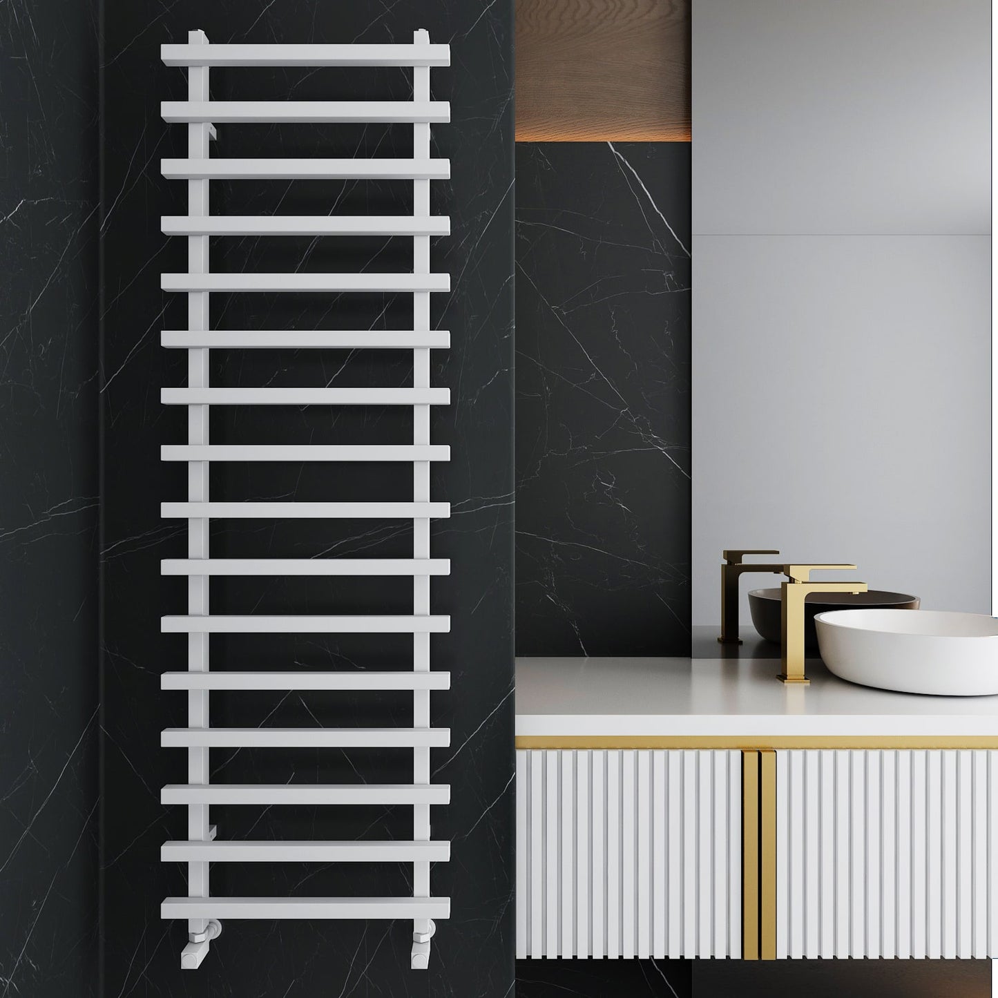 Scaldasalviette Carisa Baron L in Alluminio Design Moderno Bianco
