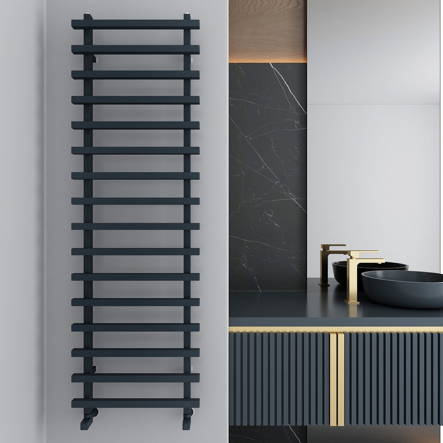 Scaldasalviette Carisa Baron L in Alluminio Design Moderno Antracite