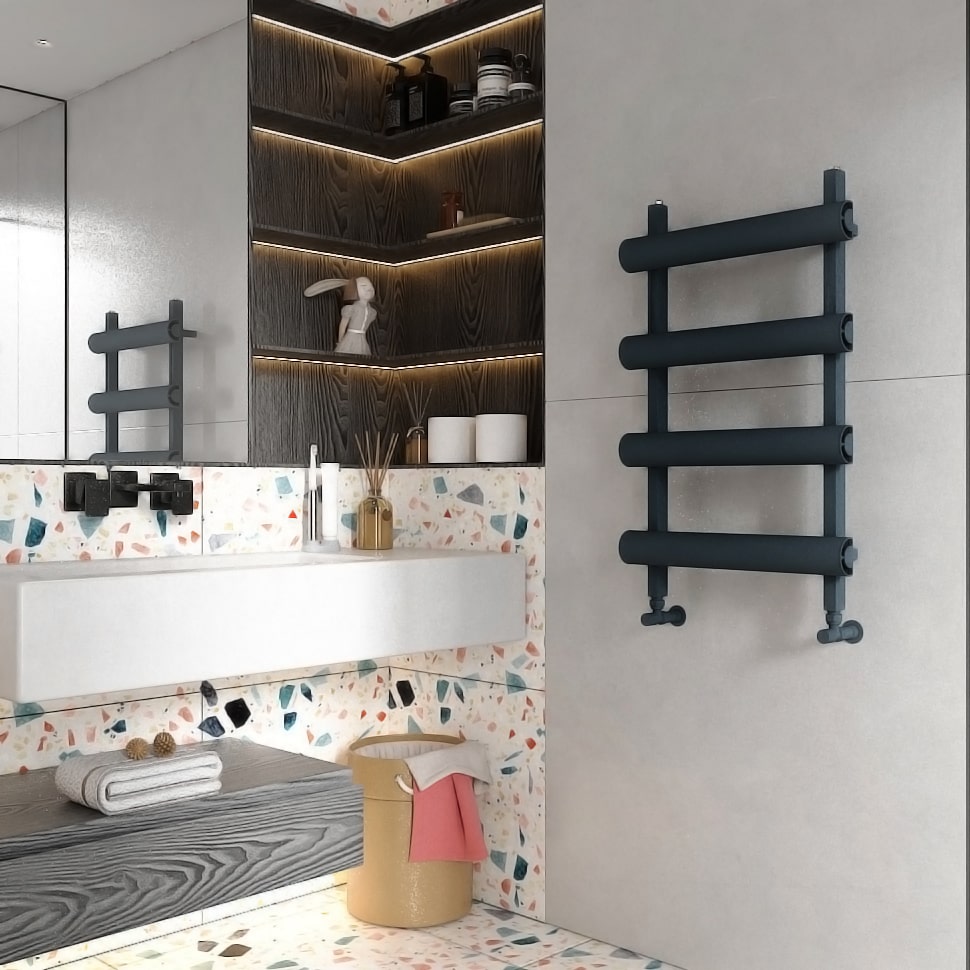 Scaldasalviette Carisa Moon in Alluminio Design Moderno Antracite
