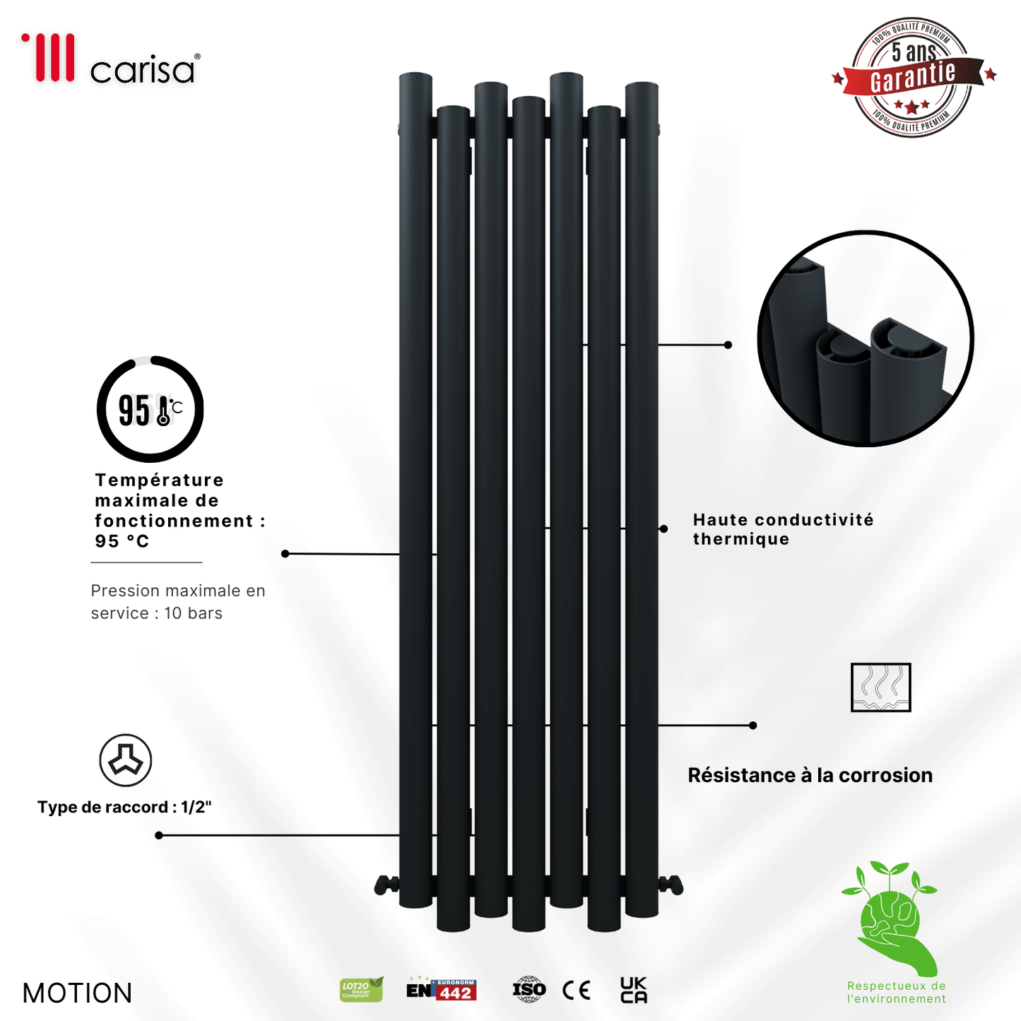Radiatore verticale in alluminio Carisa Motion Design Moderno Antracite