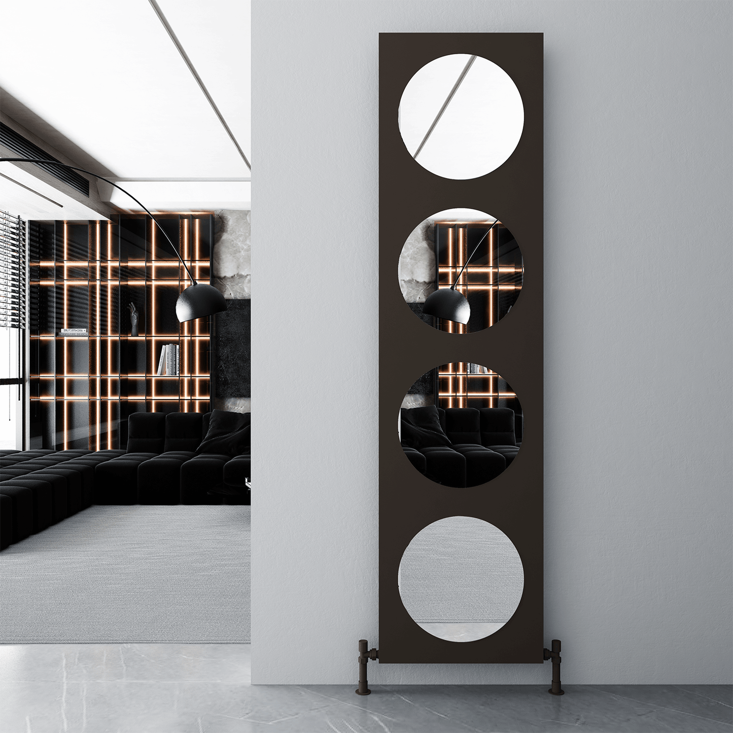 Carisa Circles Termoarredo Verticale in Alluminio Design Moderno Ciottolo