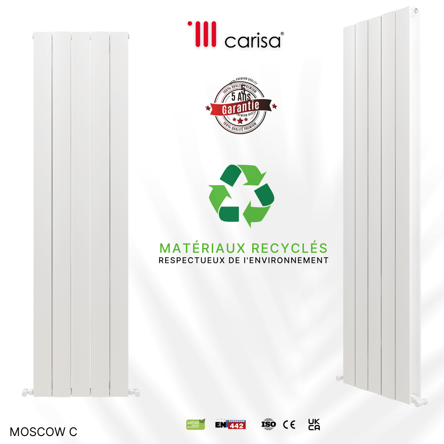 Carisa Mosca C Termoarredo Verticale in Alluminio Design Moderno Bianco