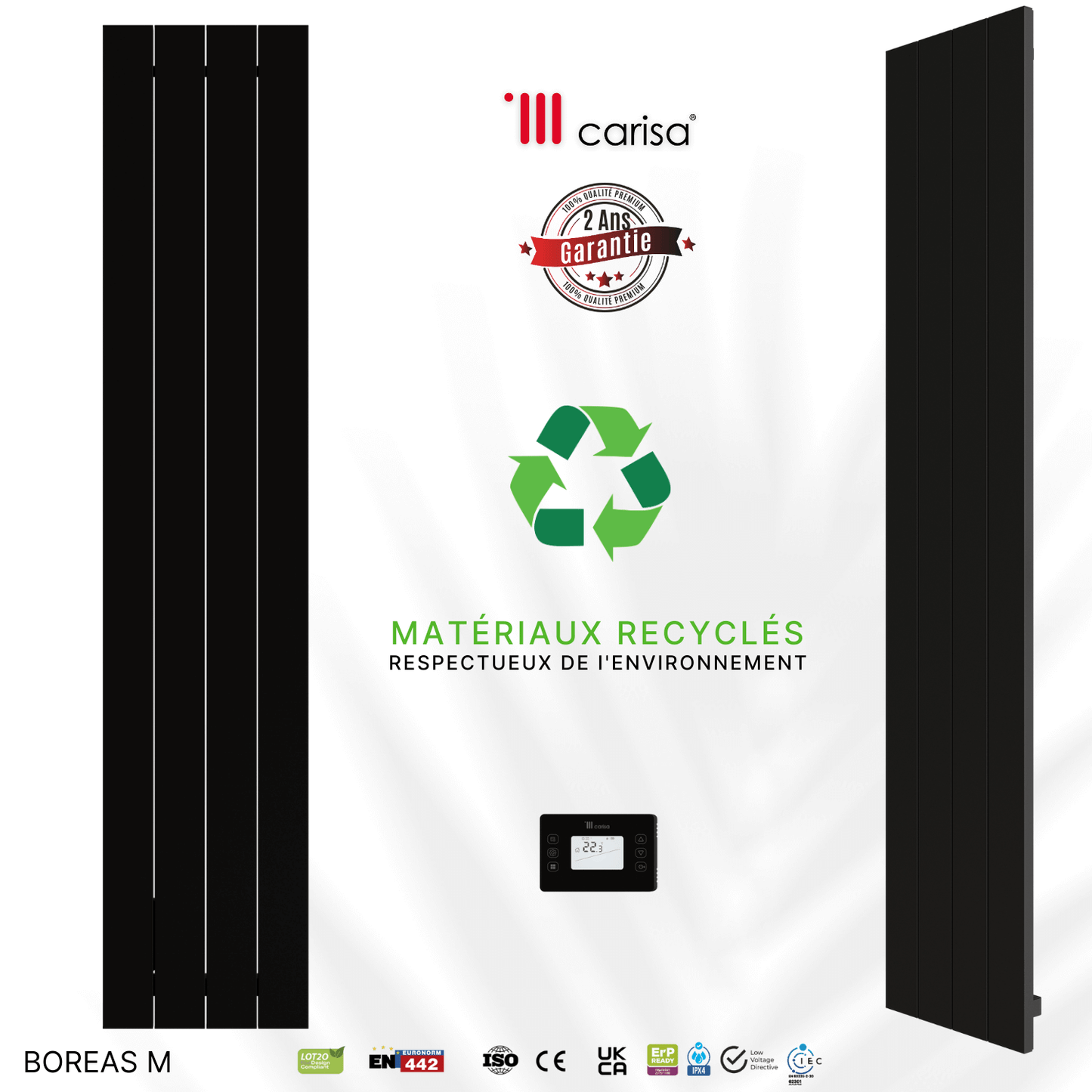 Termoarredo Elettrico Verticale Carisa Boreas M Design Moderno Nero