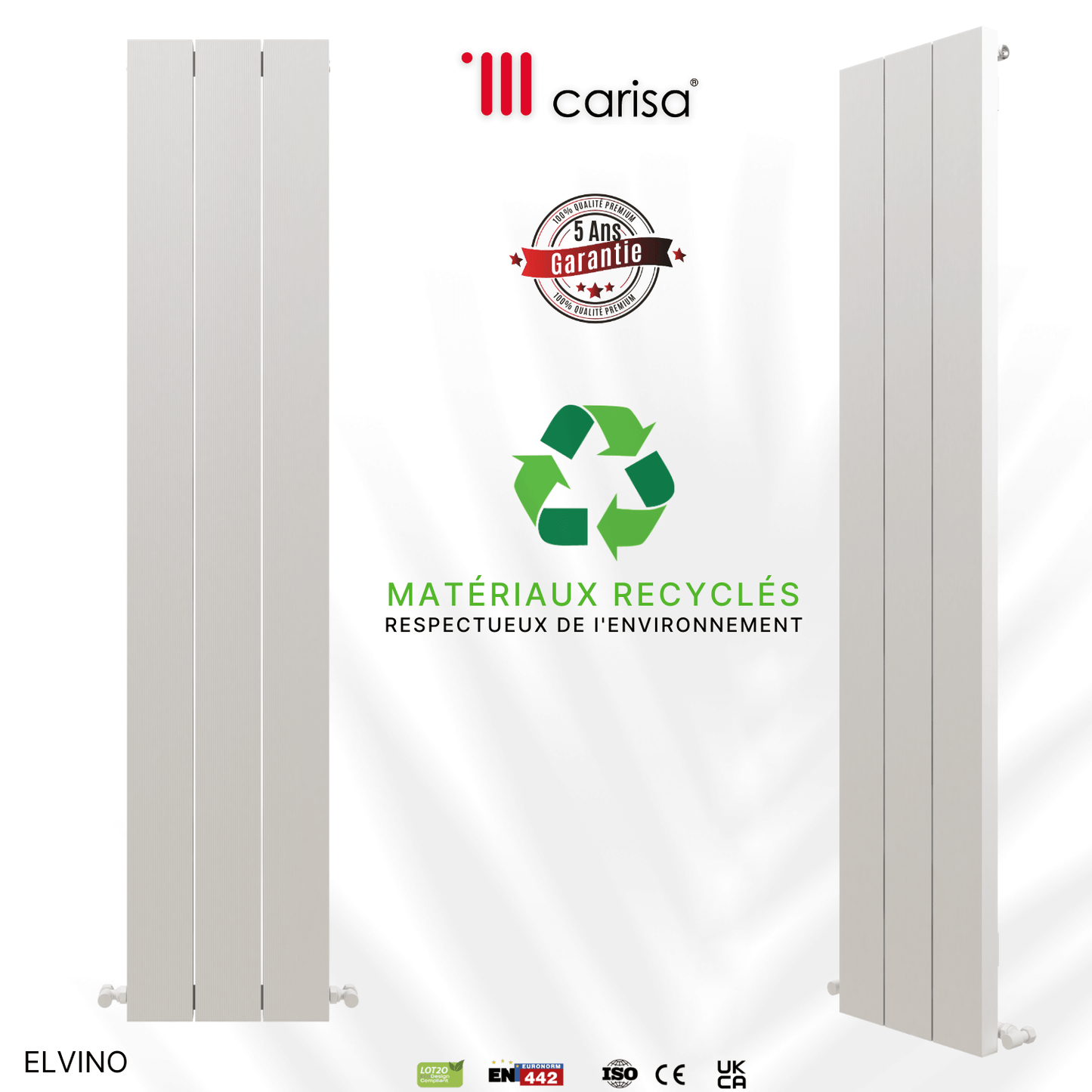 Carisa Elvino Termoarredo Verticale in Alluminio Design Moderno Bianco