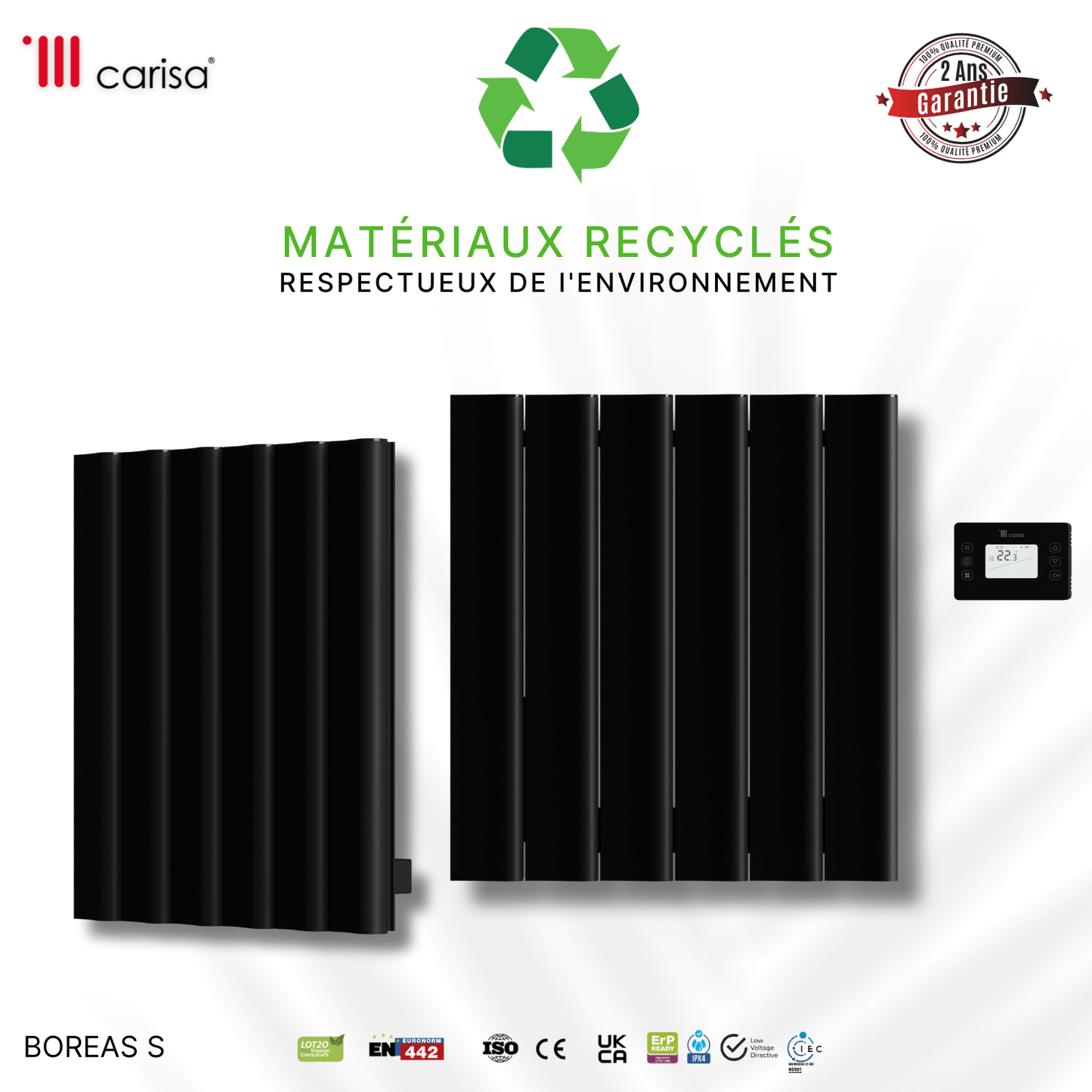 Termoarredo Elettrico Orizzontale Carisa Boreas S Design Moderno Nero