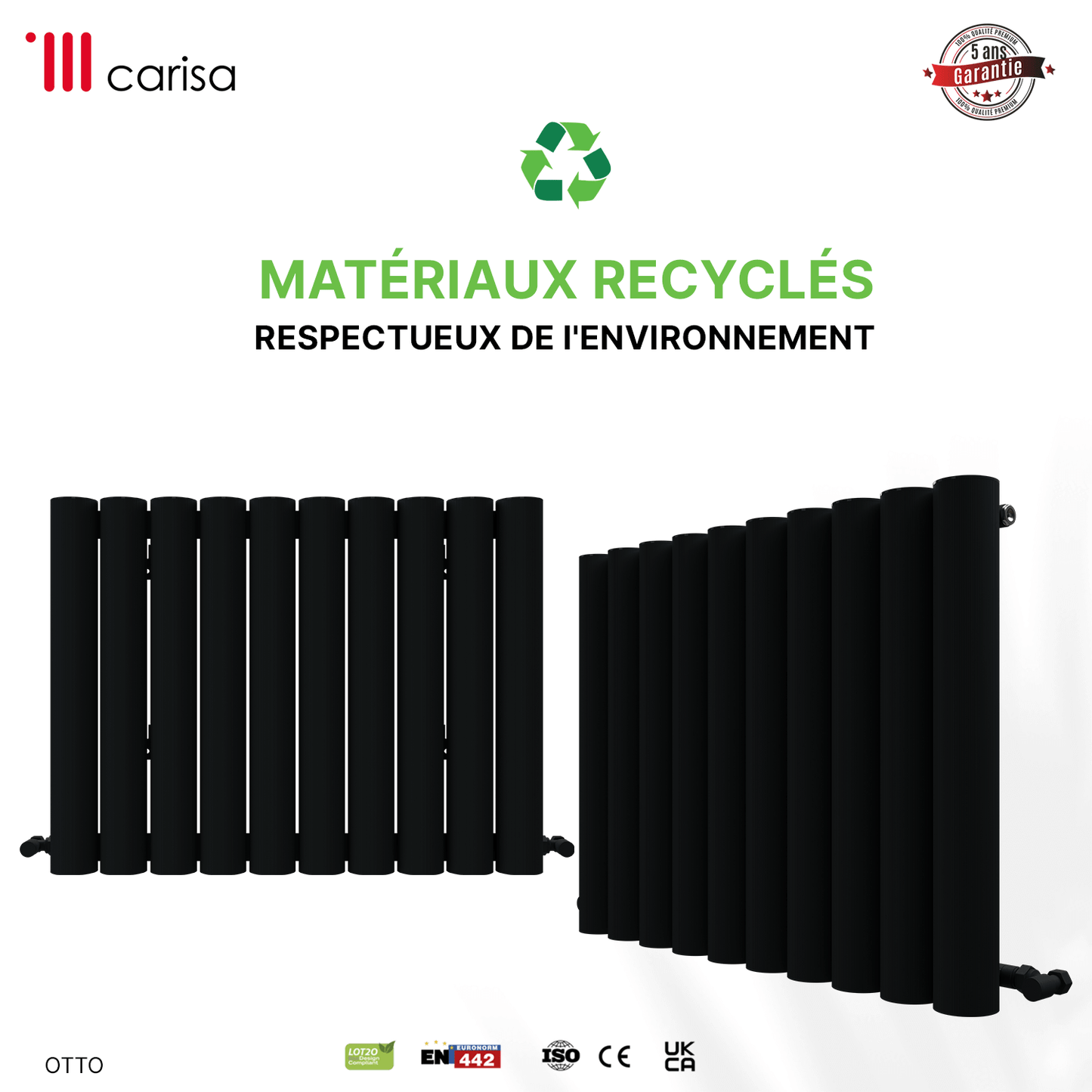 Carisa Otto Termoarredo Orizzontale in Alluminio Design Moderno Antracite