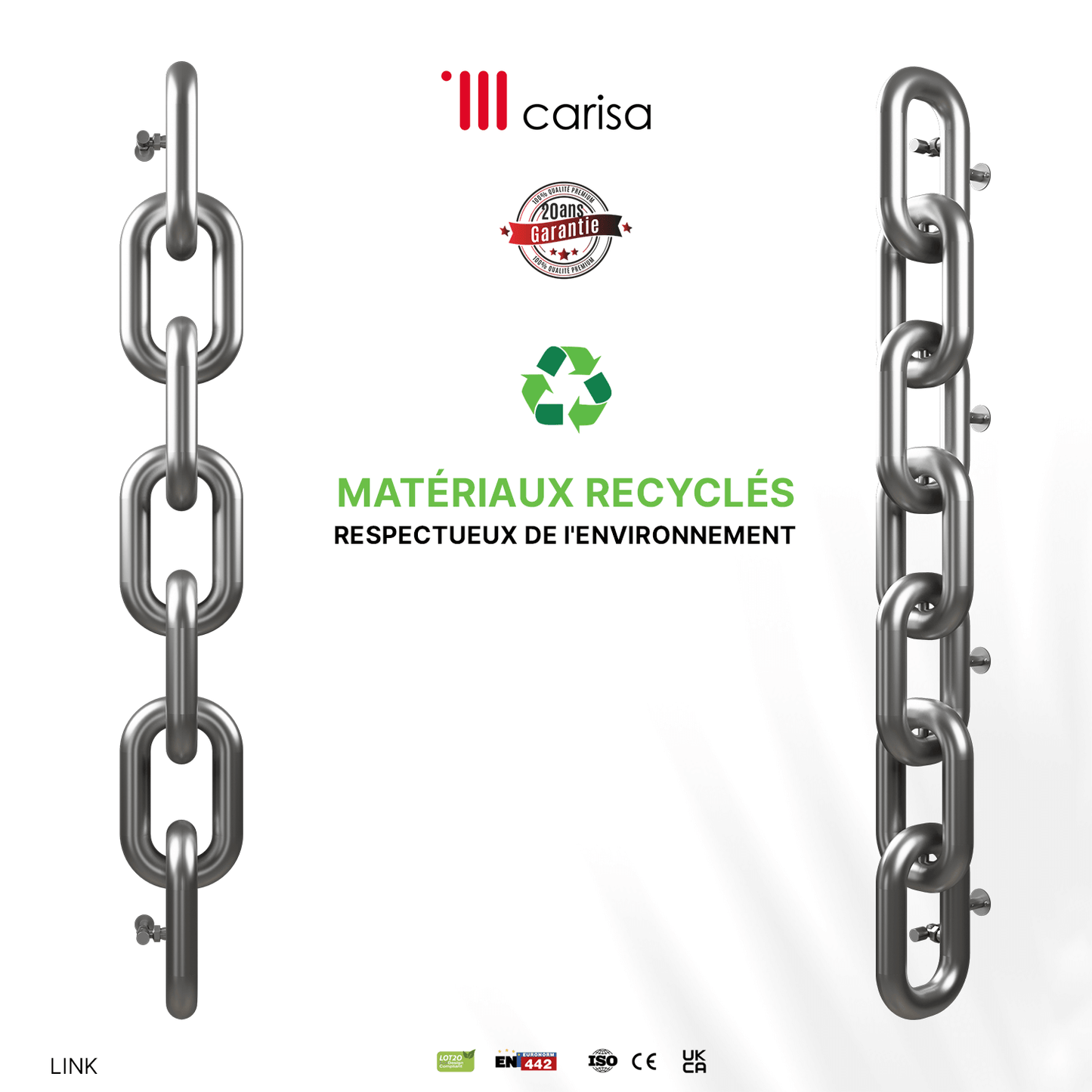 Carisa Link Termoarredo Verticale in Acciaio Inox Design Moderno Satinato Lucido