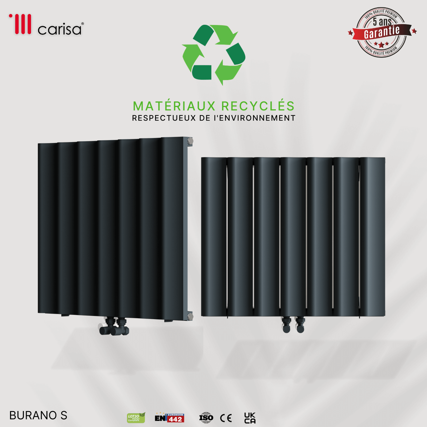Termoarredo Orizzontale Carisa Burano S in Alluminio Design Moderno Antracite