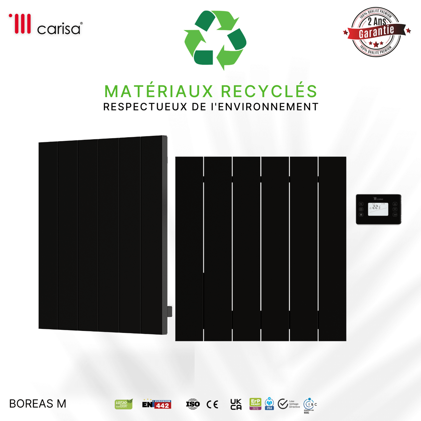 Termoarredo Elettrico Orizzontale Carisa Boreas M Design Moderno Nero