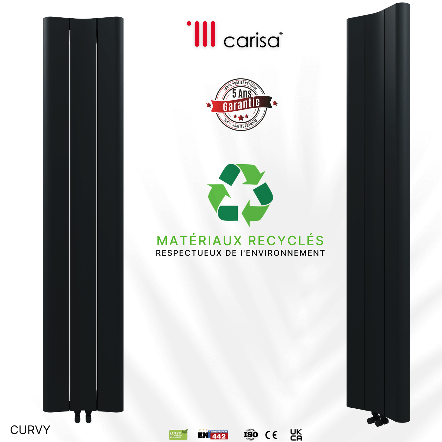 Carisa Curvy Termoarredo Verticale in Alluminio Design Moderno Antracite