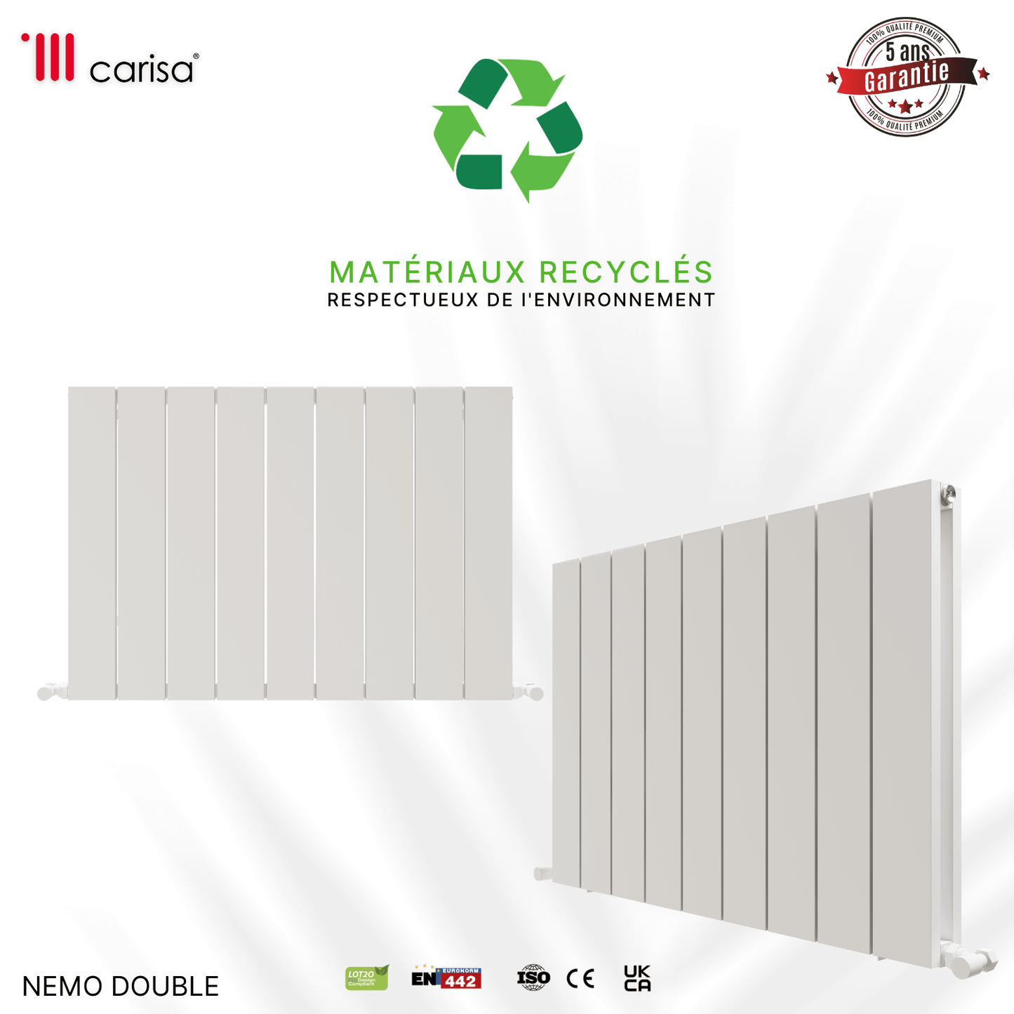 Carisa Nemo Termoarredo Orizzontale in Alluminio Design Moderno Bianco