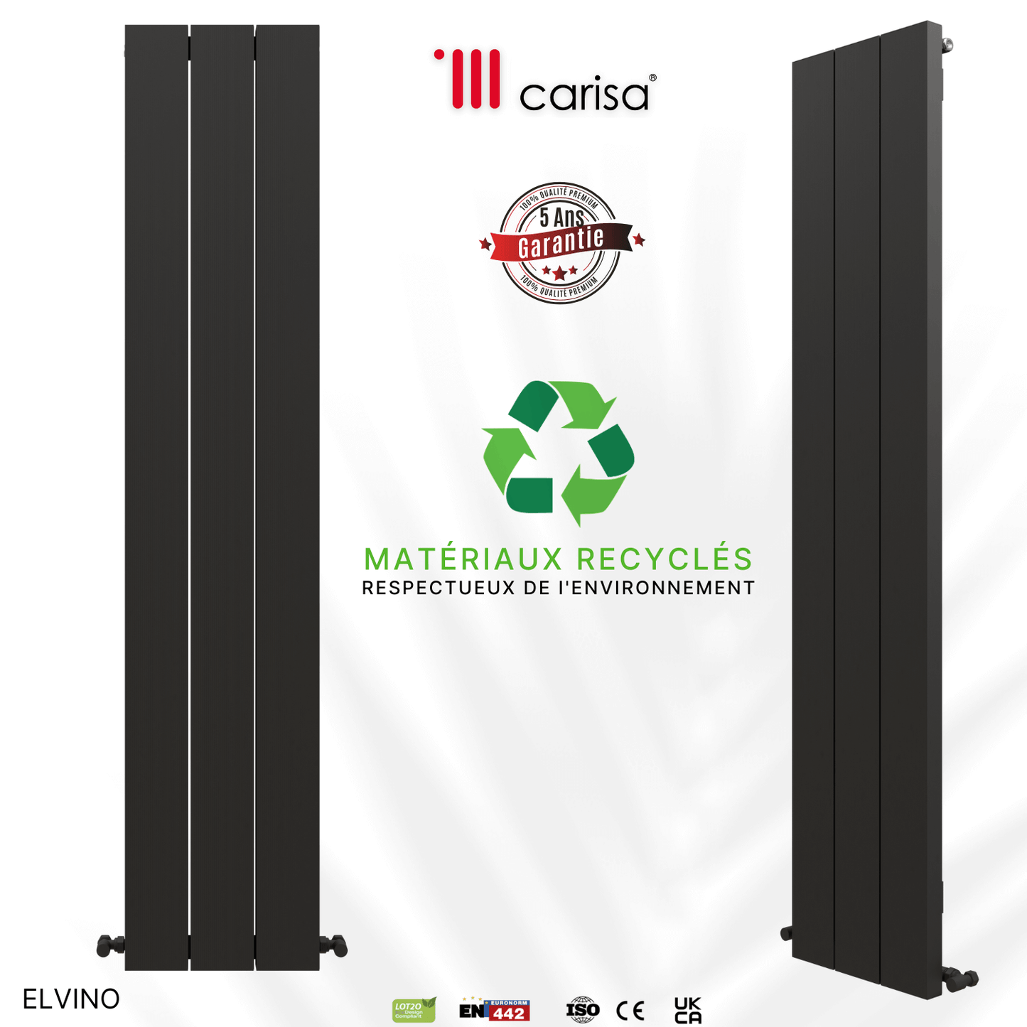 Carisa Elvino Termoarredo Verticale in Alluminio Design Moderno Grigio Scuro