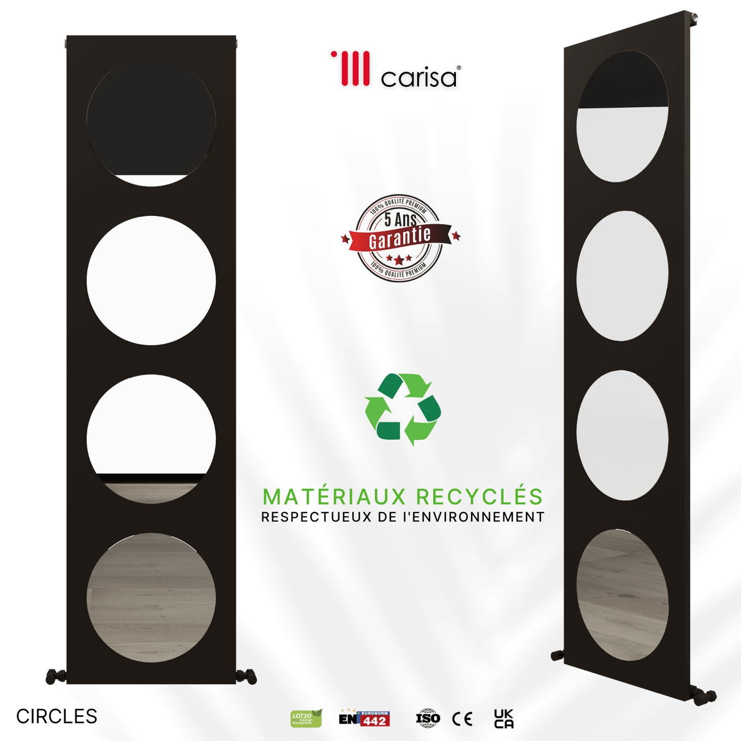 Carisa Circles Termoarredo Verticale in Alluminio Design Moderno Ciottolo