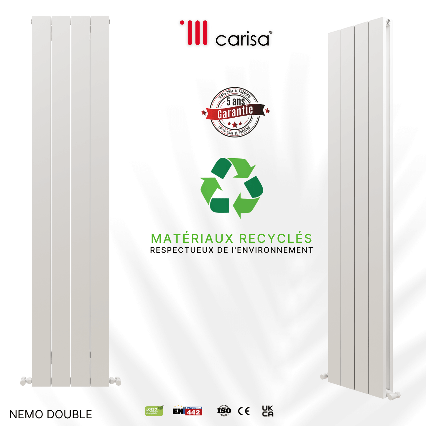 Carisa Nemo Termoarredo Verticale in Alluminio Design Moderno Bianco