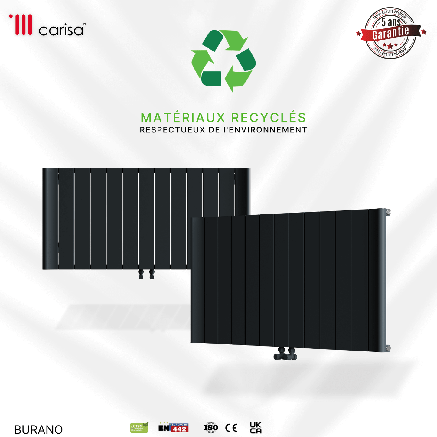 Termoarredo Orizzontale Carisa Burano in Alluminio Design Moderno Antracite