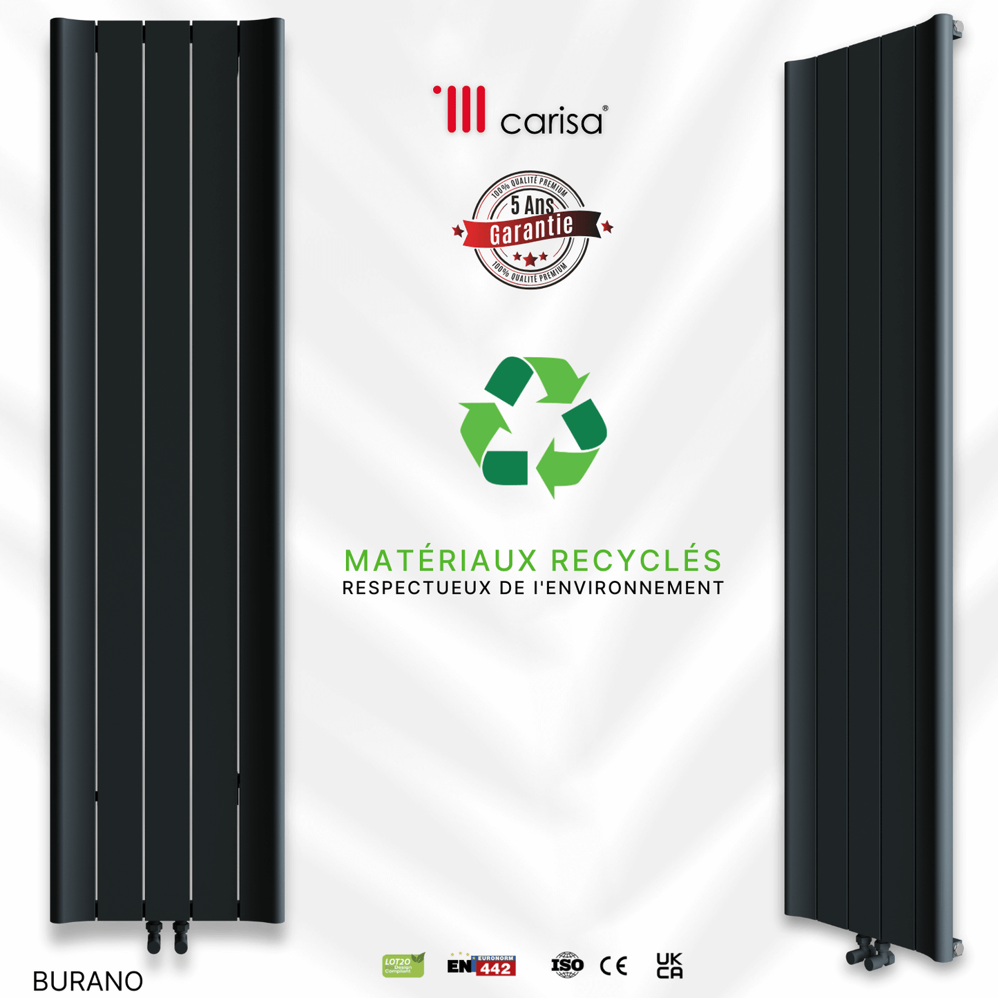 Radiatore verticale in alluminio Carisa Burano Design Moderno Antracite