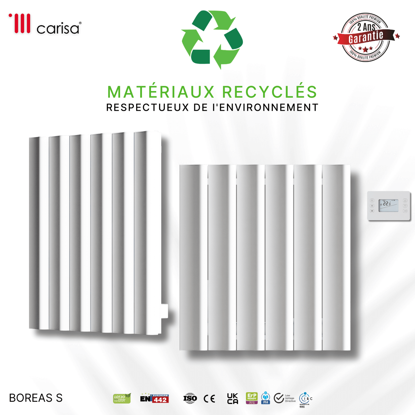 Termoarredo Elettrico Orizzontale Carisa Boreas S Design Moderno Bianco