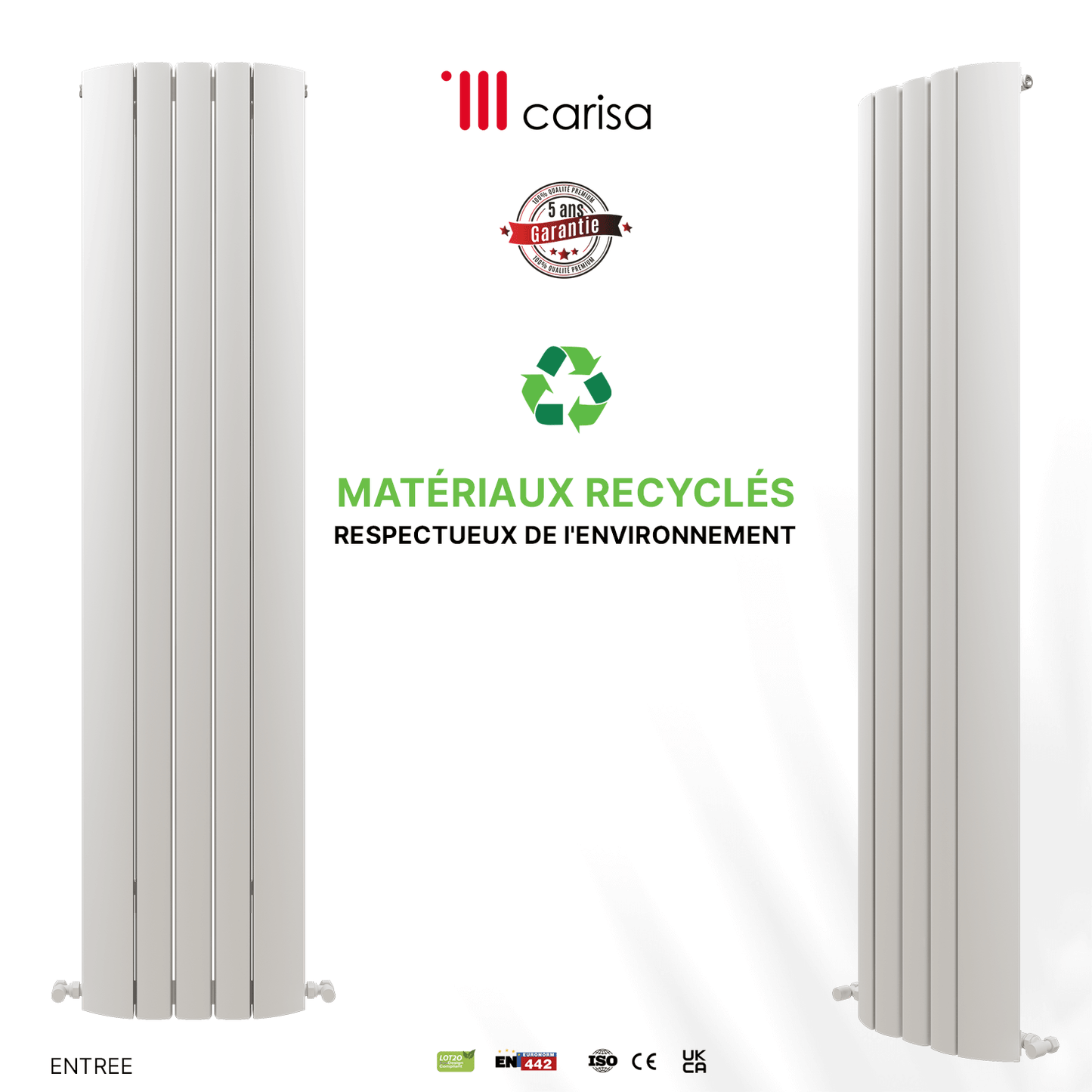 Carisa Gaia Termoarredo Verticale in Alluminio Design Moderno Bianco