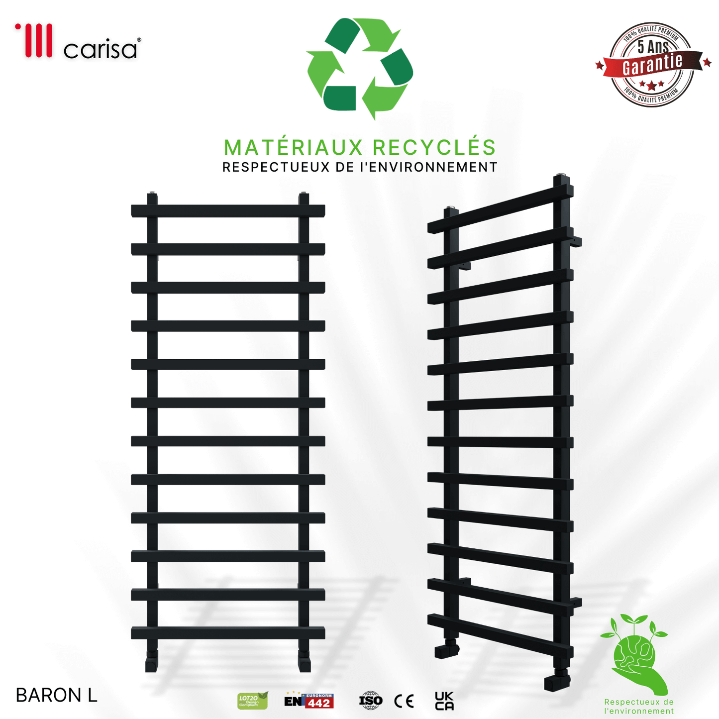 Scaldasalviette Carisa Baron L in Alluminio Design Moderno Antracite