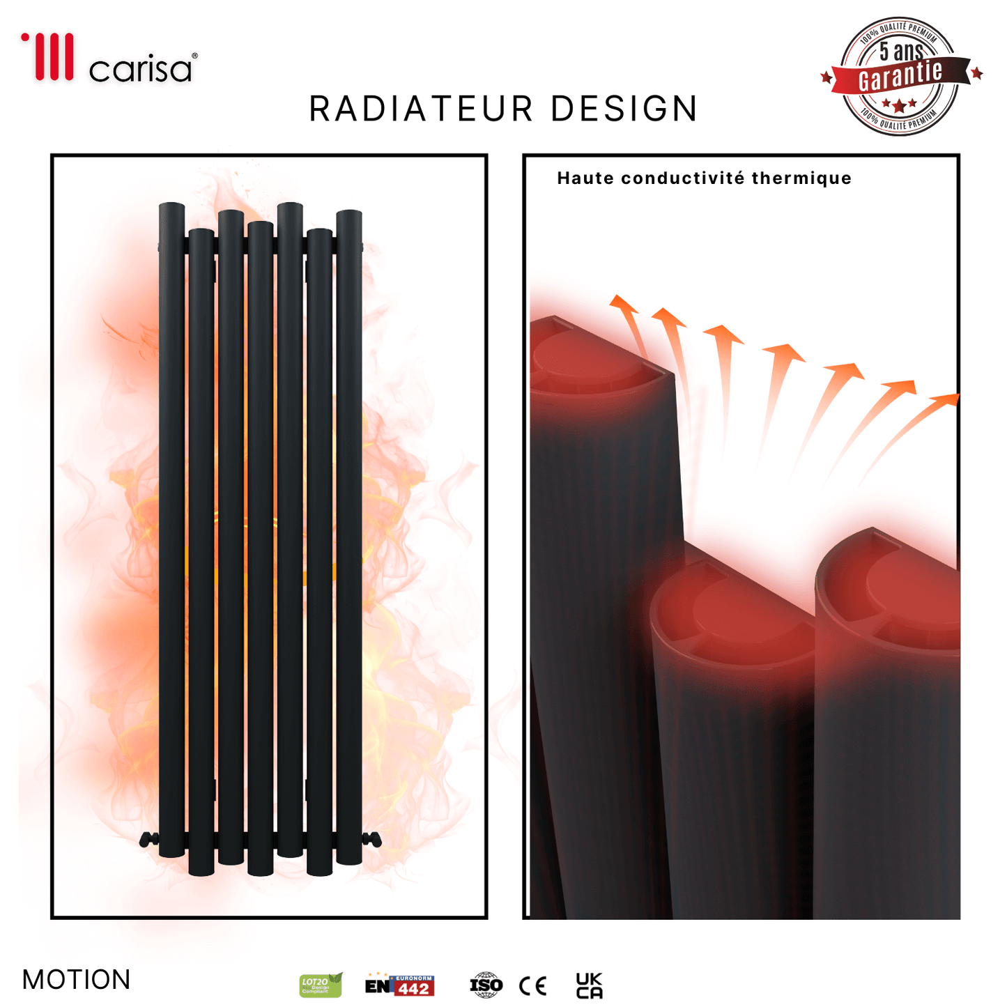 Radiatore verticale in alluminio Carisa Motion Design Moderno Antracite