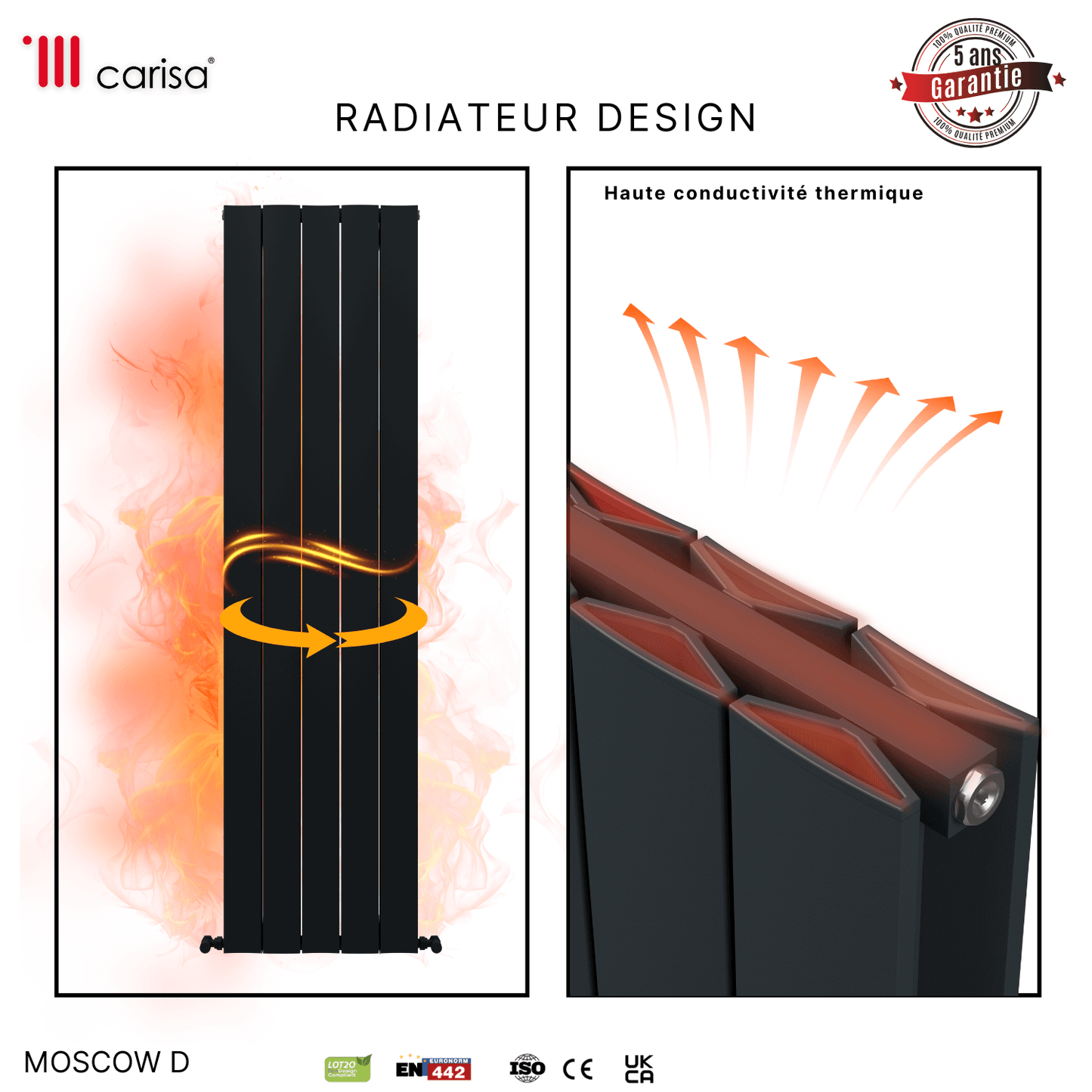 Carisa Mosca D Termoarredo Verticale in Alluminio Design Moderno Antracite