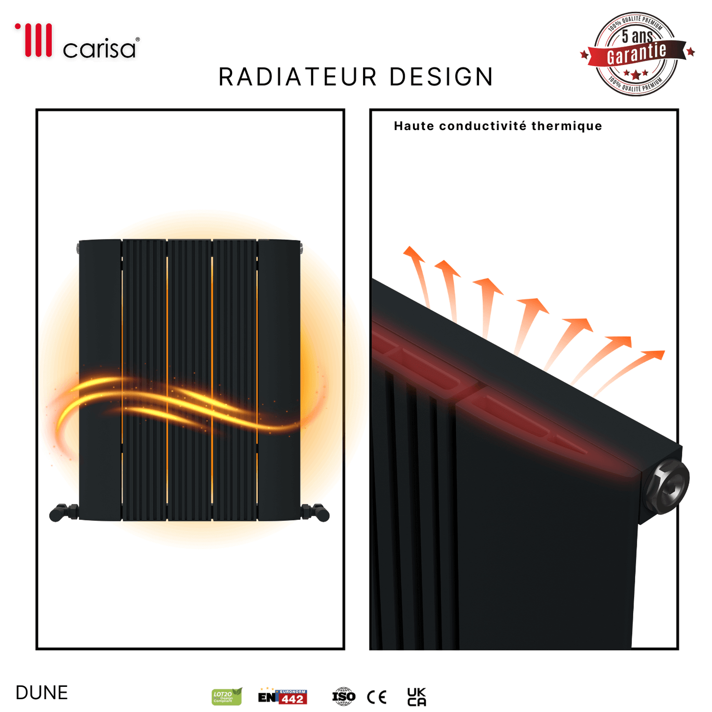 Carisa Dune Termoarredo Orizzontale in Alluminio Design Moderno Antracite
