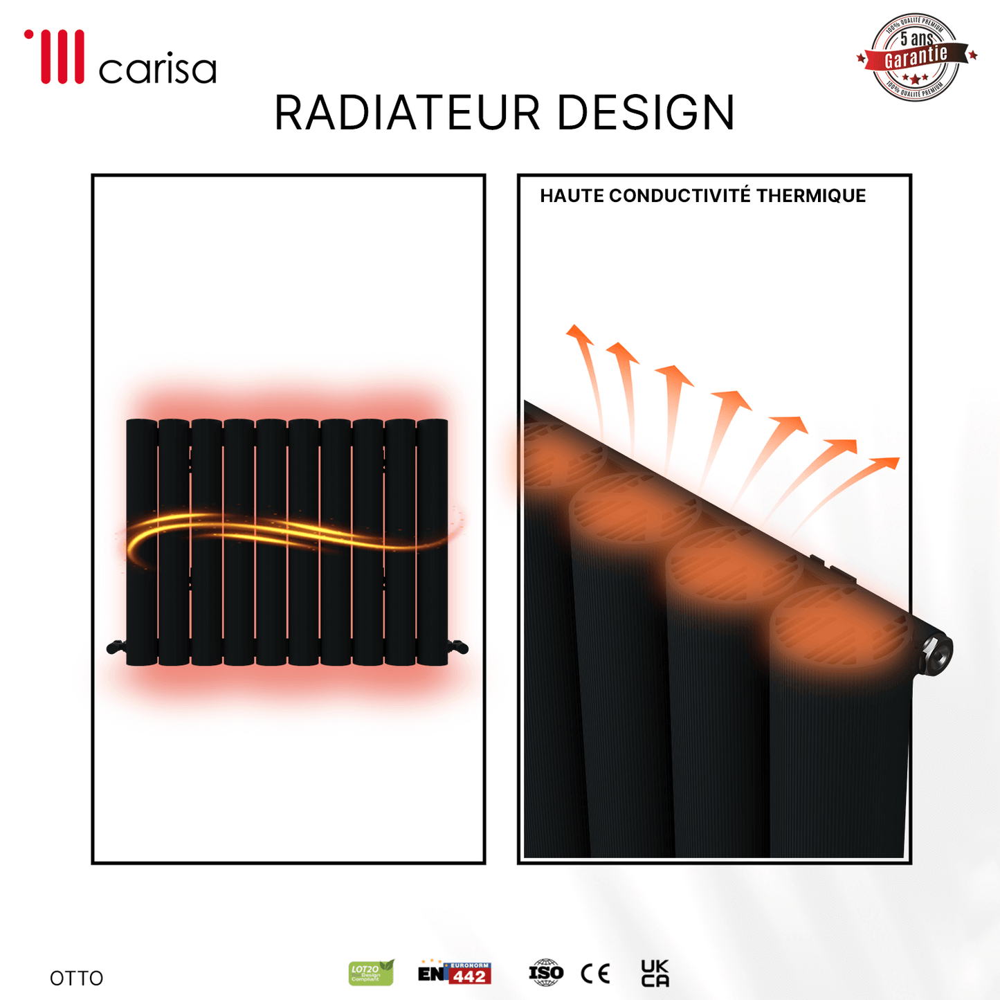 Carisa Otto Termoarredo Orizzontale in Alluminio Design Moderno Antracite