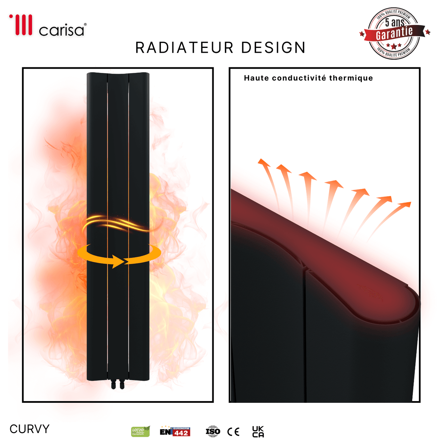 Carisa Curvy Termoarredo Verticale in Alluminio Design Moderno Antracite