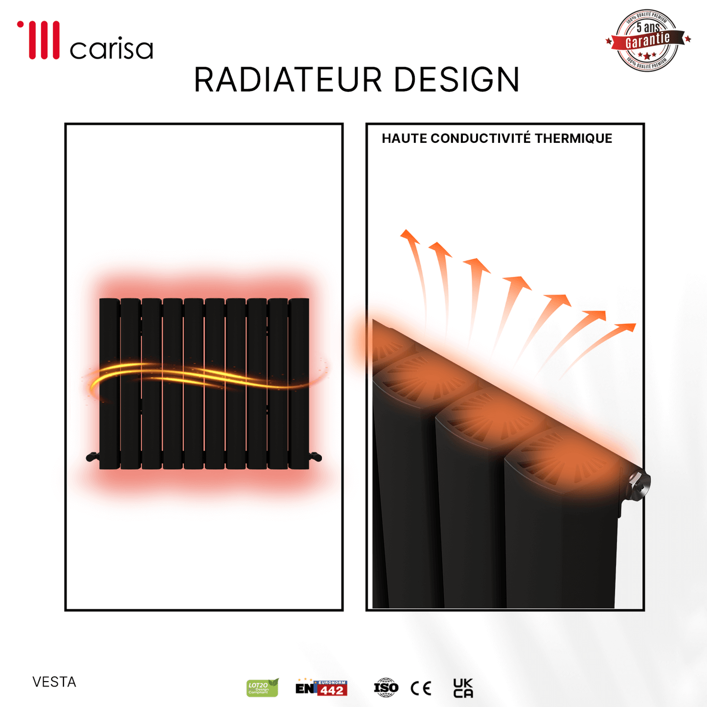 Carisa Vesta Termoarredo Orizzontale in Alluminio Design Moderno Grigio Scuro