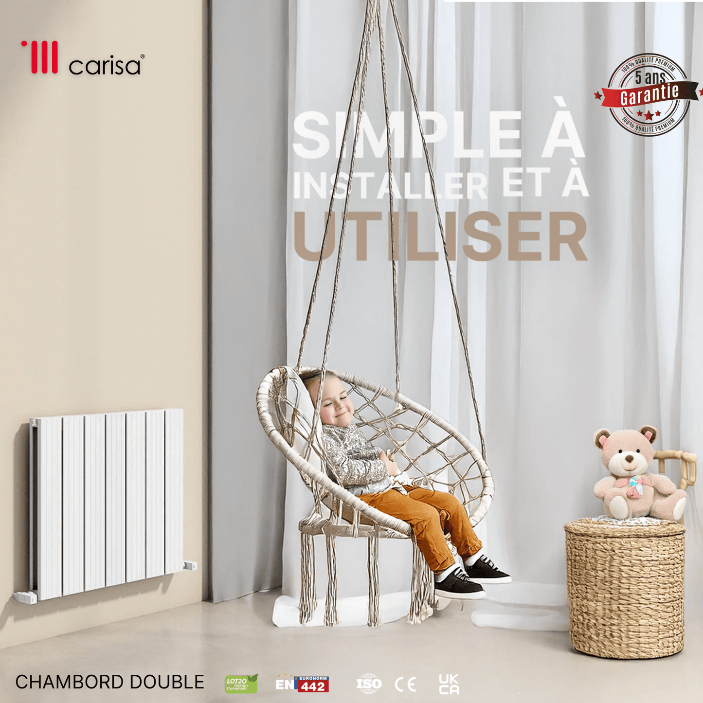 Radiatore Orizzontale in Alluminio Carisa Chambord Design Moderno Bianco