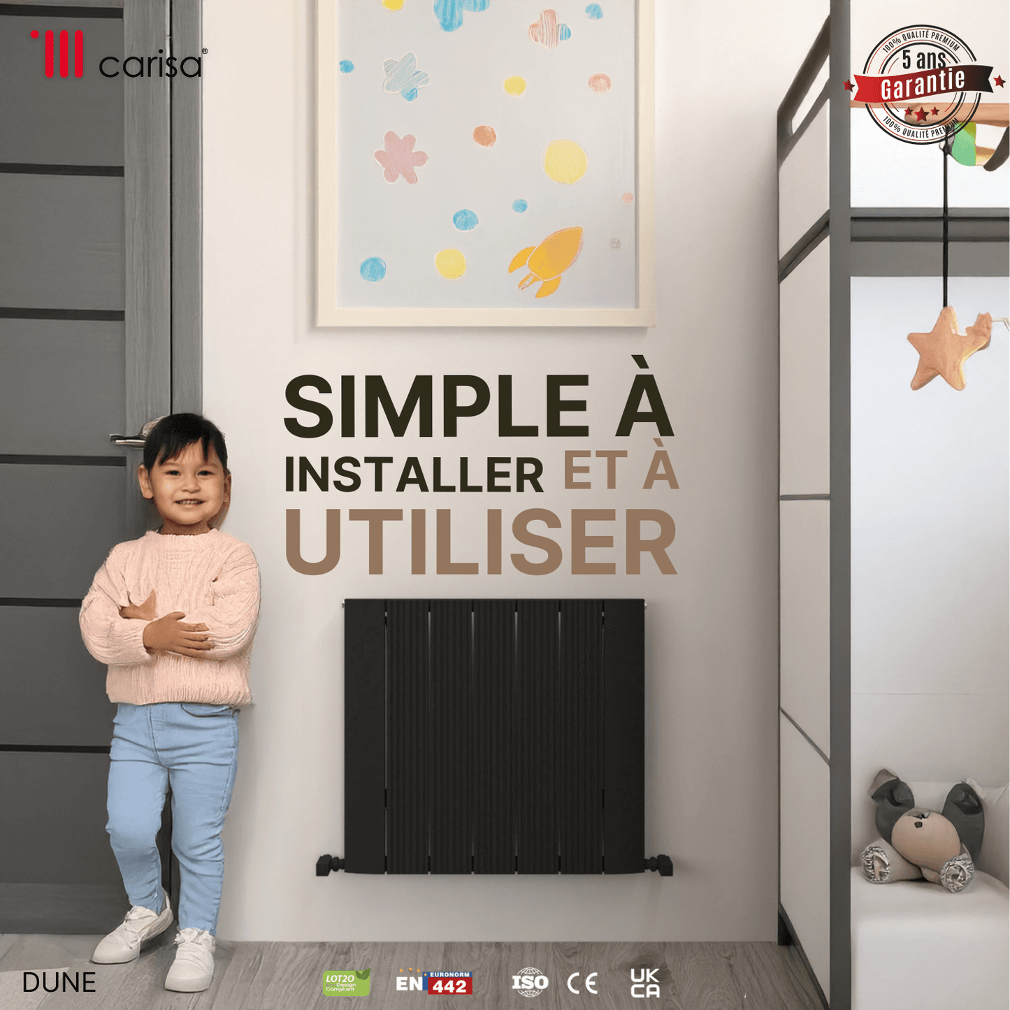 Carisa Dune Termoarredo Orizzontale in Alluminio Design Moderno Antracite