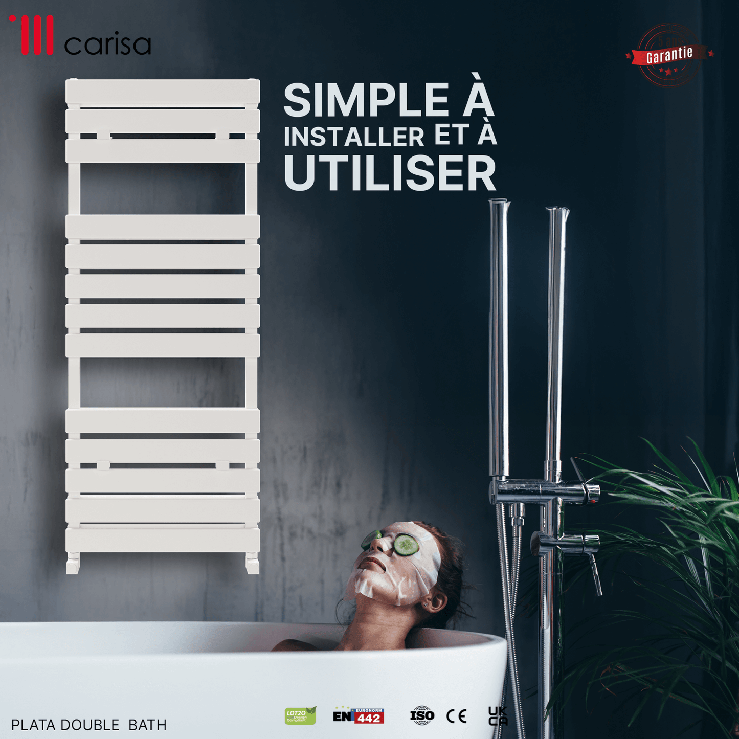 Scaldasalviette Doppio Bagno in Alluminio Carisa Plata Design Moderno Bianco