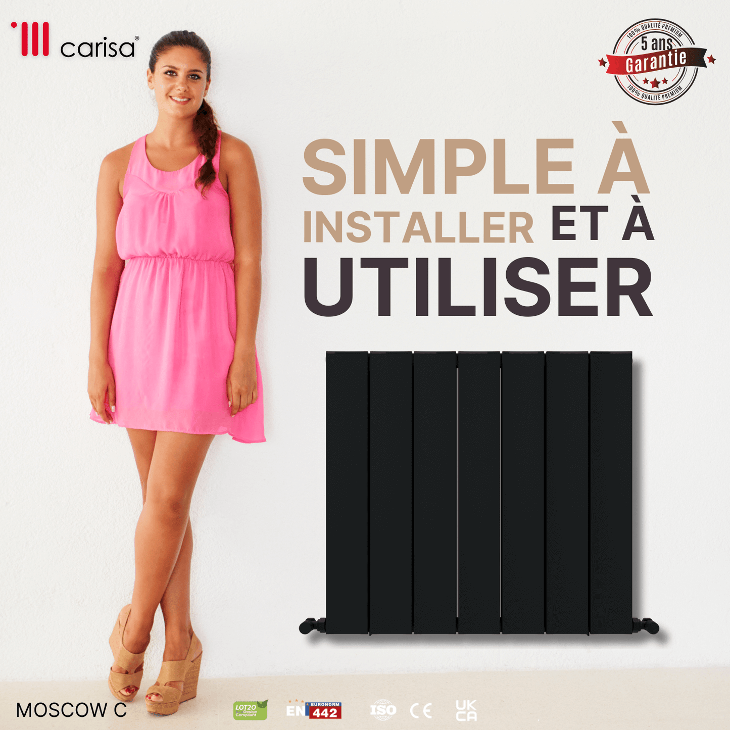 Carisa Mosca C Termoarredo Orizzontale in Alluminio Design Moderno Antracite
