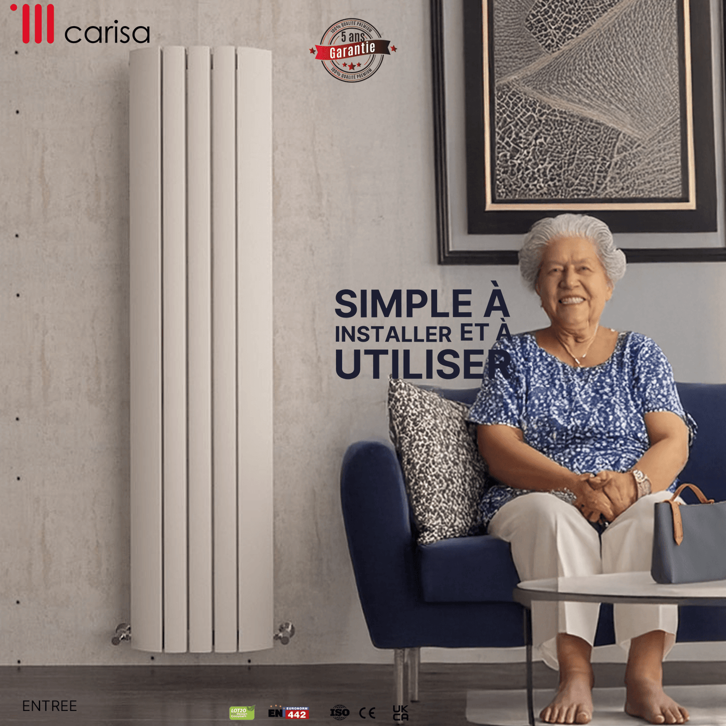 Carisa Gaia Termoarredo Verticale in Alluminio Design Moderno Bianco