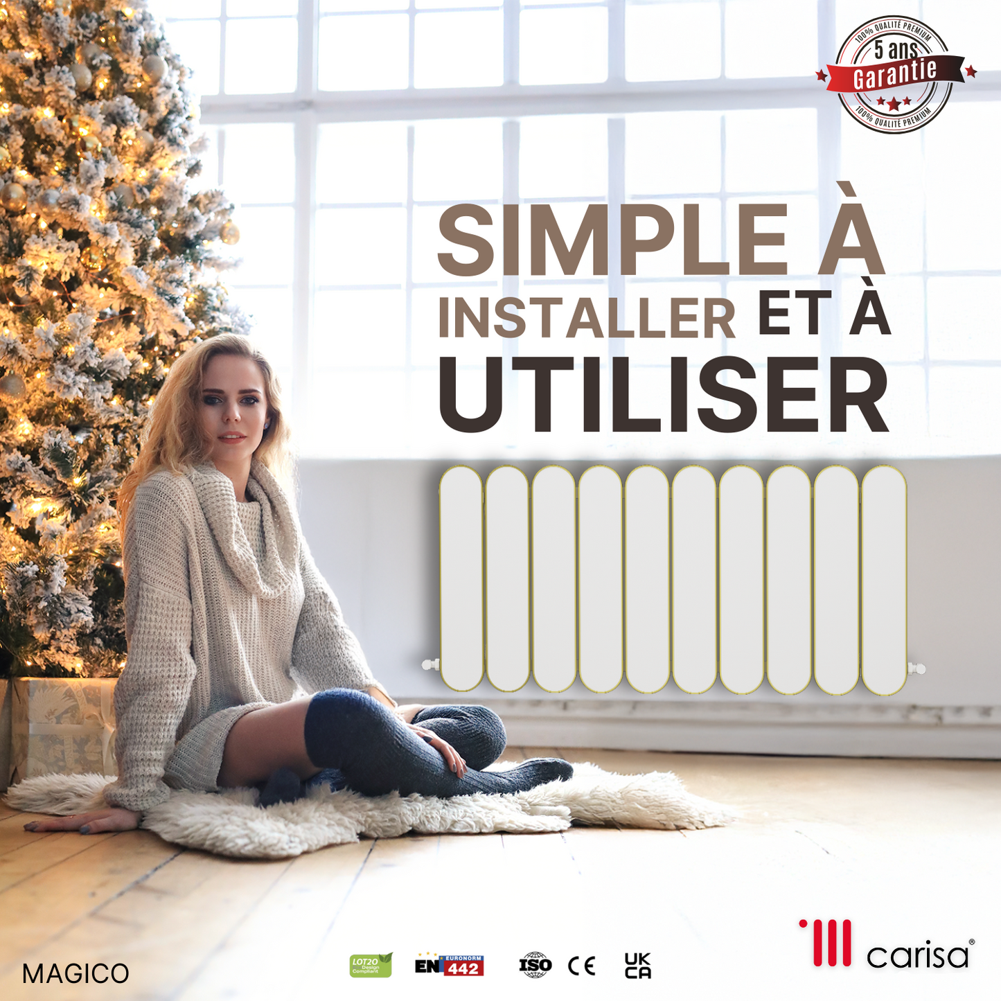 Carisa Magico Termoarredo Orizzontale in Alluminio Design Moderno Bianco