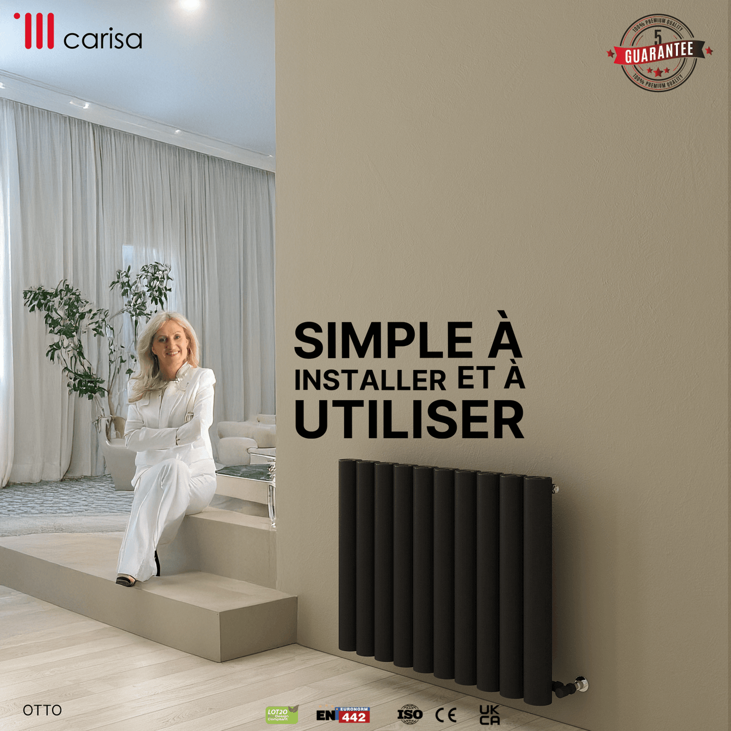 Carisa Otto Termoarredo Orizzontale in Alluminio Design Moderno Antracite