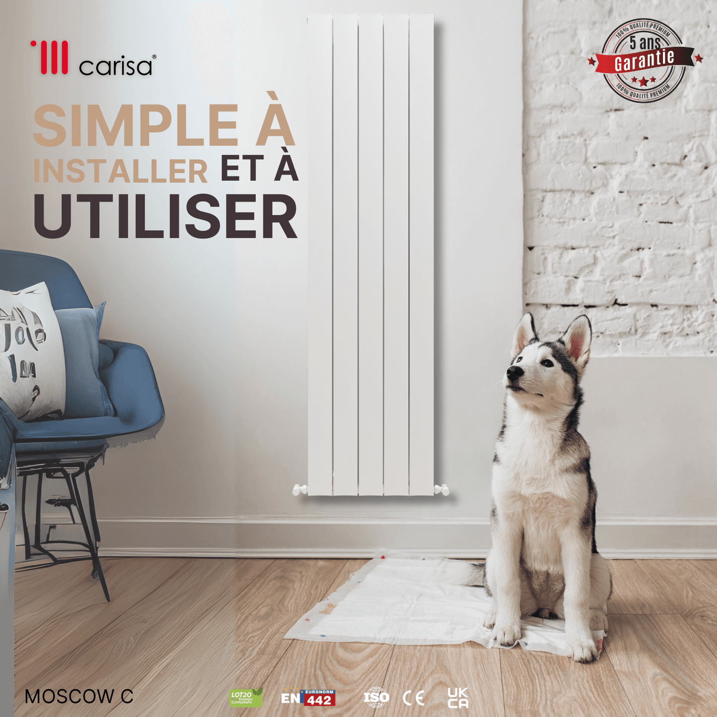 Carisa Mosca C Termoarredo Verticale in Alluminio Design Moderno Bianco