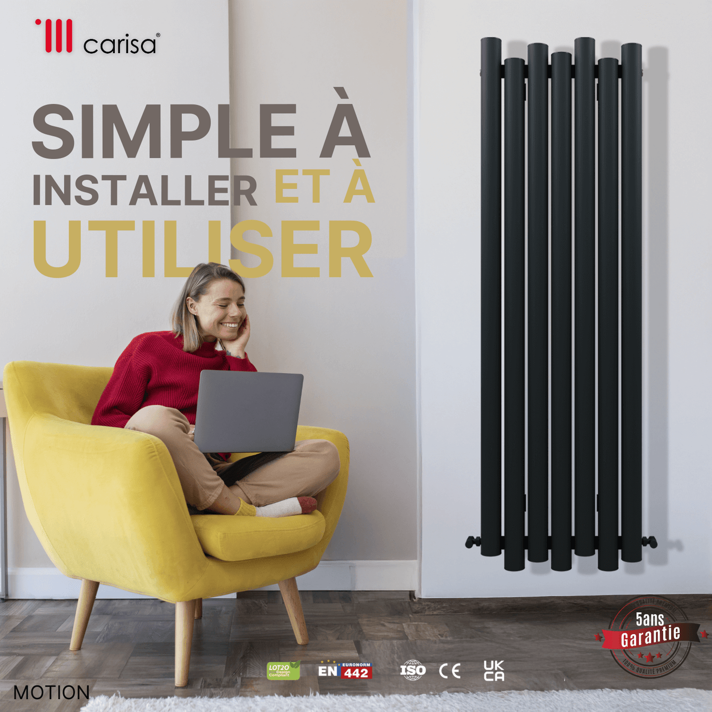 Radiatore verticale in alluminio Carisa Motion Design Moderno Antracite