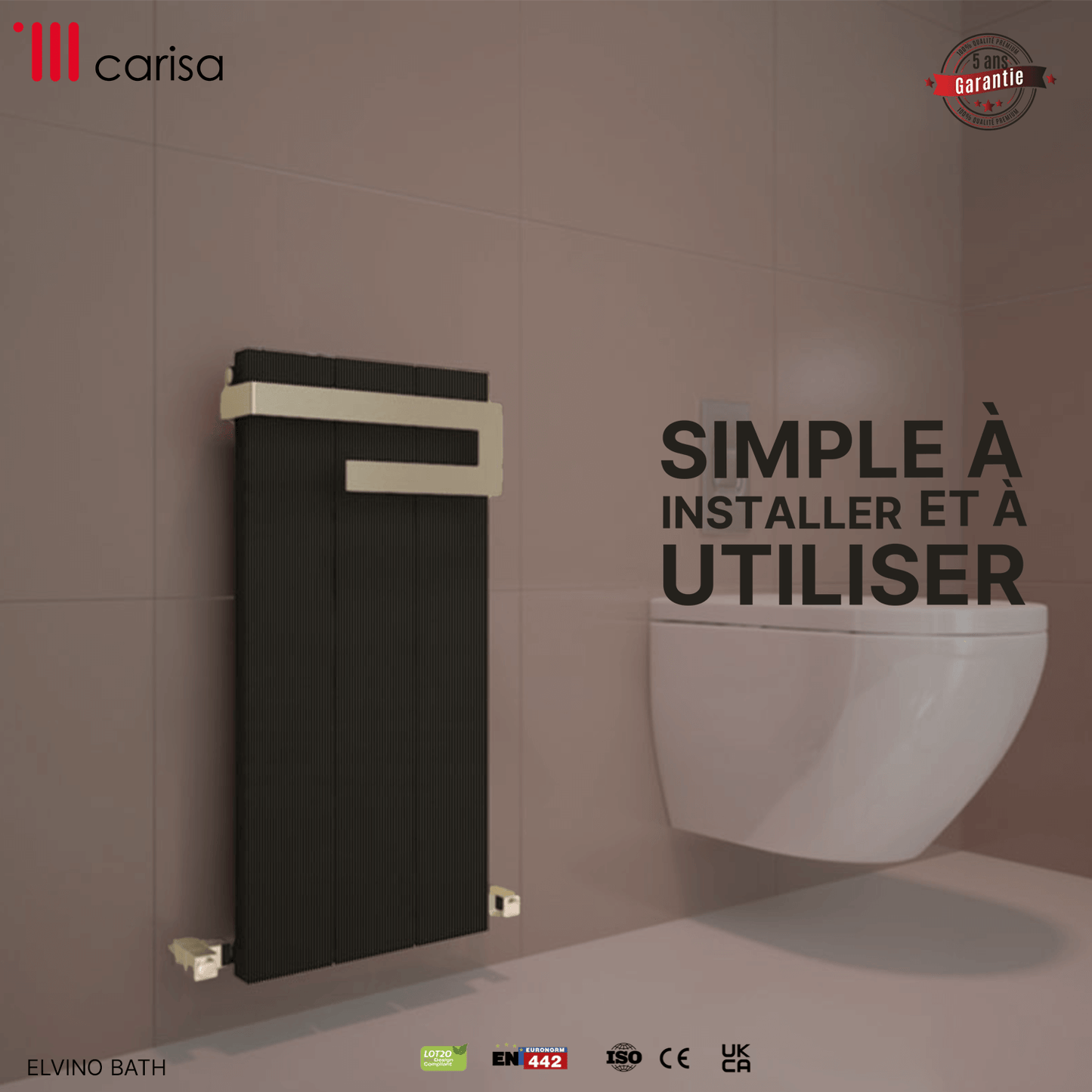 Scaldasalviette da Bagno in Alluminio Carisa Elvino Design Moderno Nero