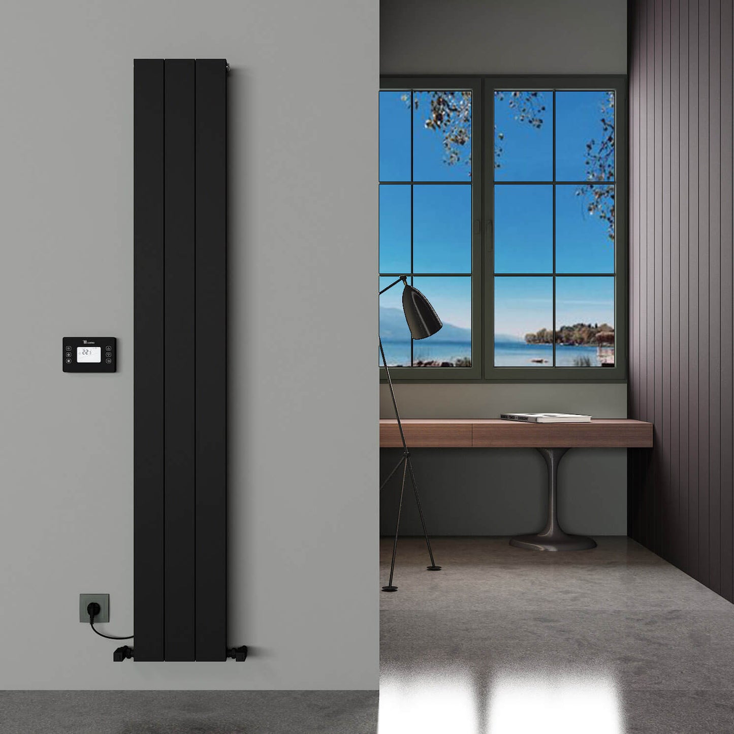 Carisa Boreas Hybrid N Termoarredo Elettrico Verticale Design Moderno Nero