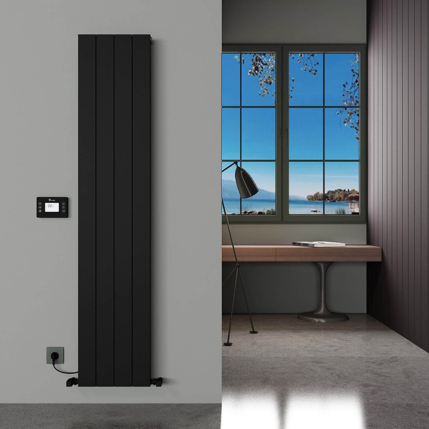 Carisa Boreas Hybrid N Termoarredo Elettrico Verticale Design Moderno Nero