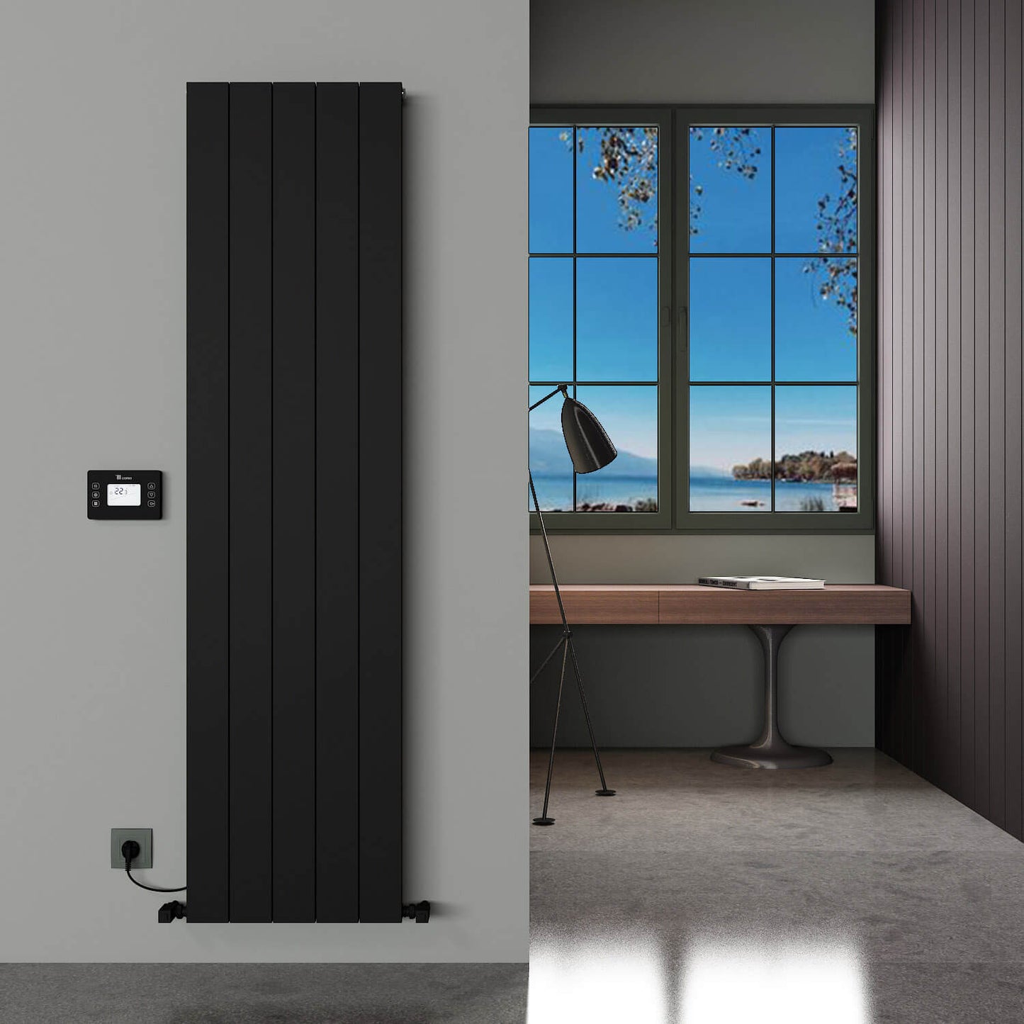 Carisa Boreas Hybrid N Termoarredo Elettrico Verticale Design Moderno Nero